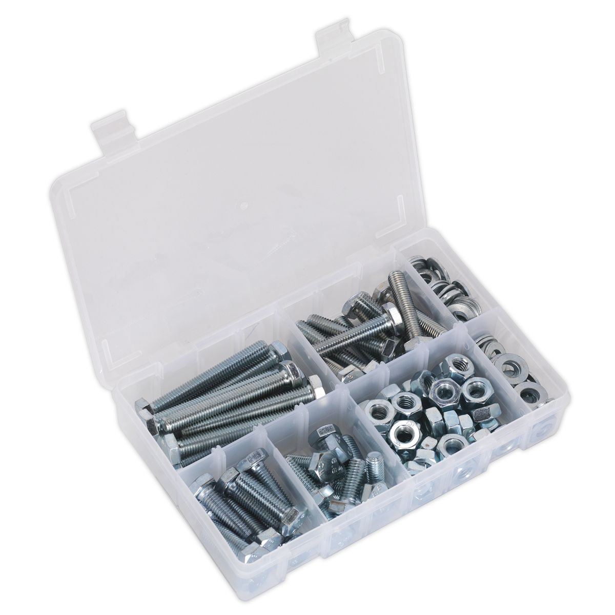 Sealey Setscrew, Nut & Washer Assortment 150pc High Tensile M10 Metric - Image 1