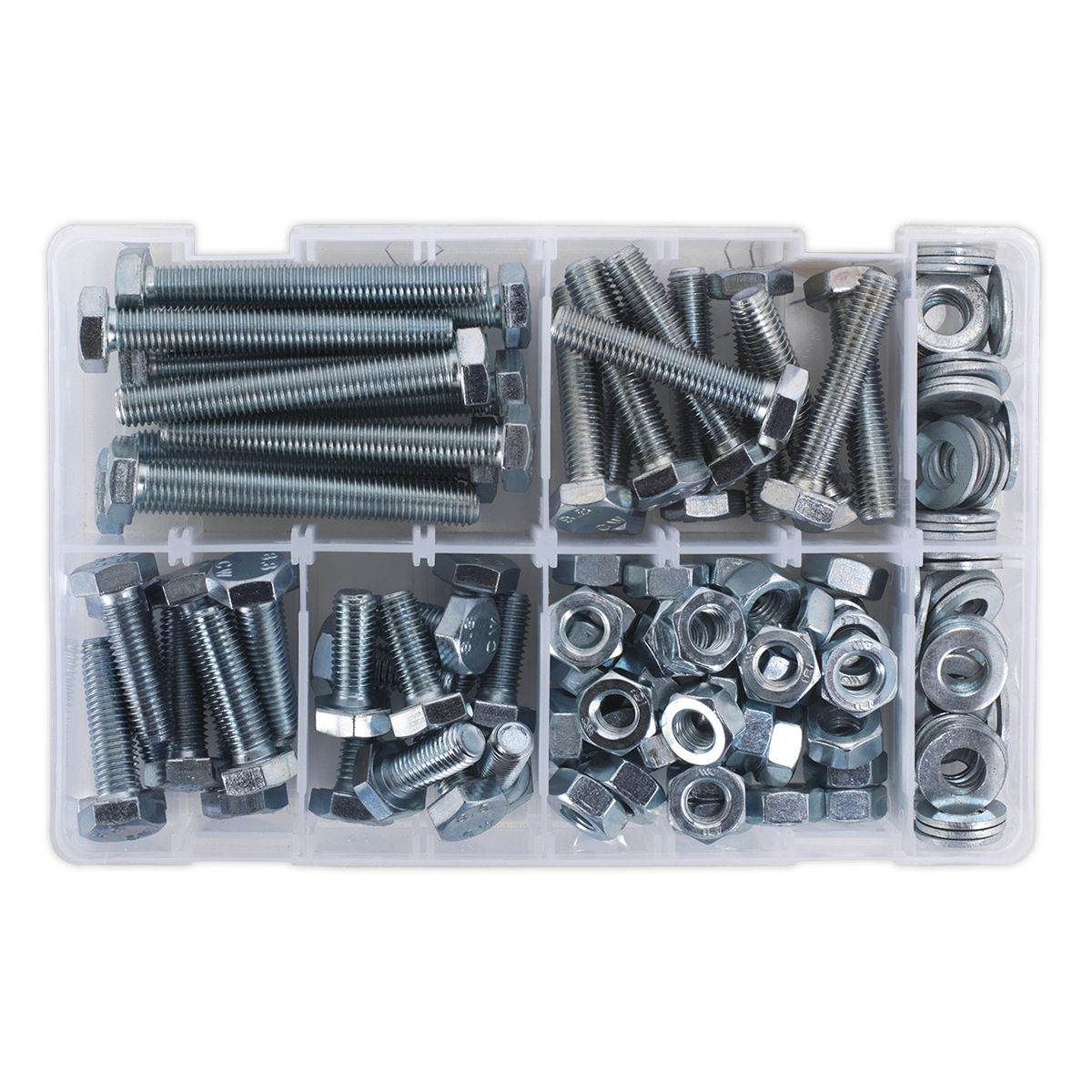 Sealey Setscrew, Nut & Washer Assortment 150pc High Tensile M10 Metric - Image 2