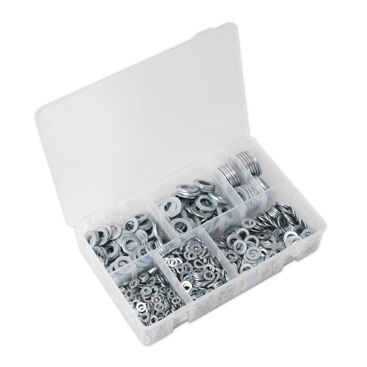 Sealey Flat Washer Assortment 1070pc M5-M16 Form A Metric - Image 1