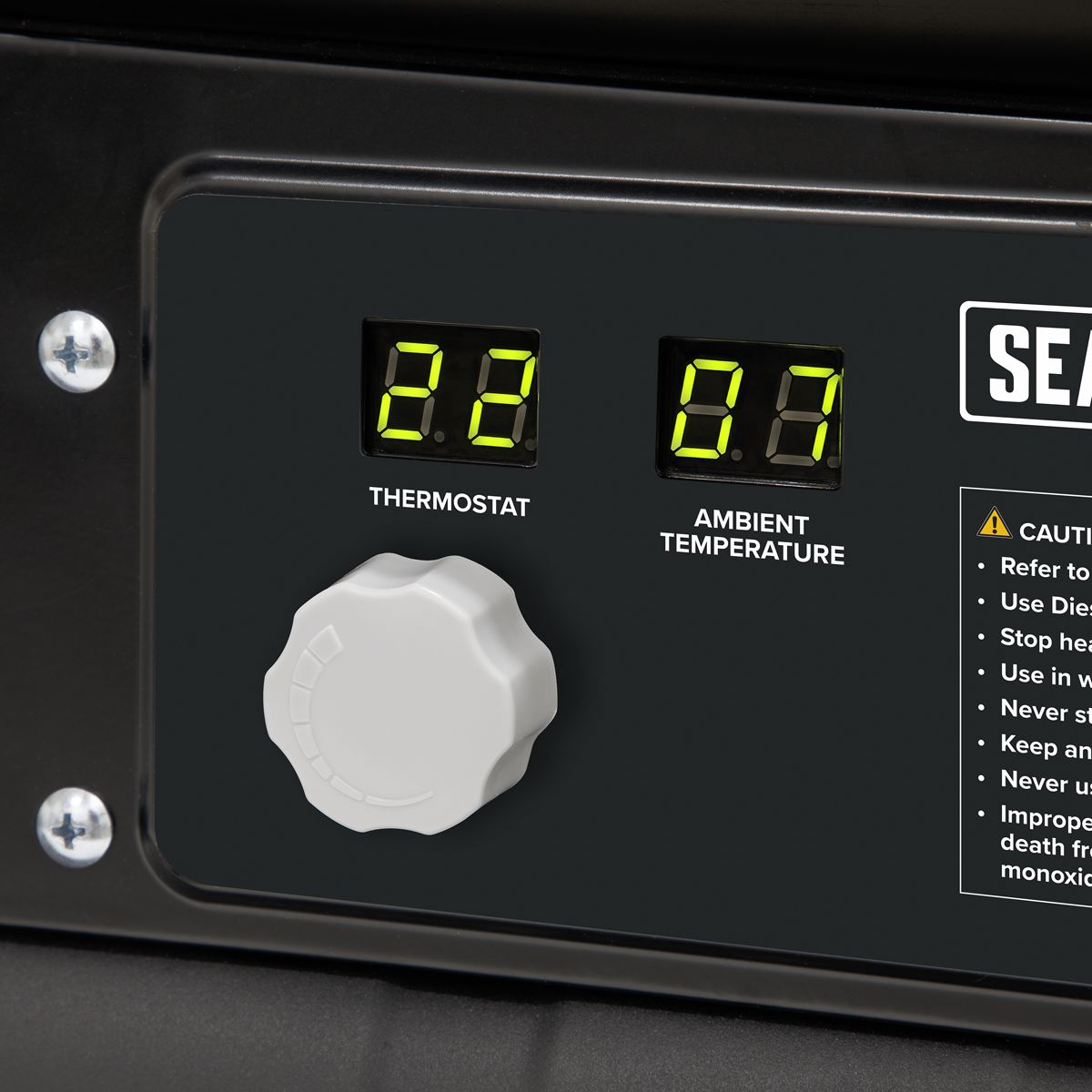 Sealey Space Warmer Paraffin/Kerosene/Diesel Heater 70,000Btu/hr with Wheels - Image 5