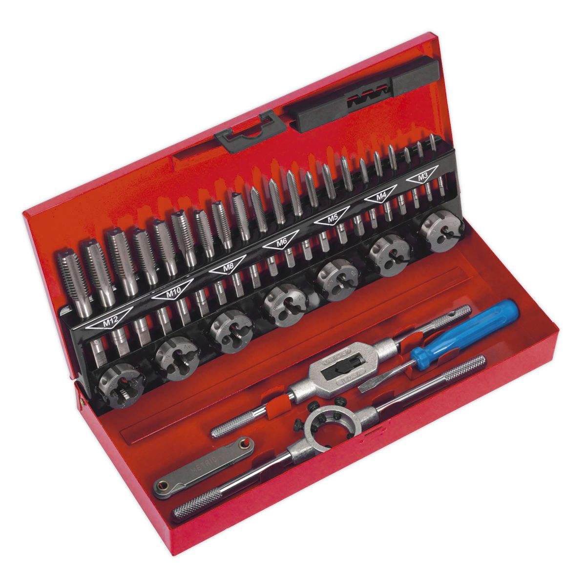Sealey Tap & Die Set 32pc Split Dies Metric - Image 1