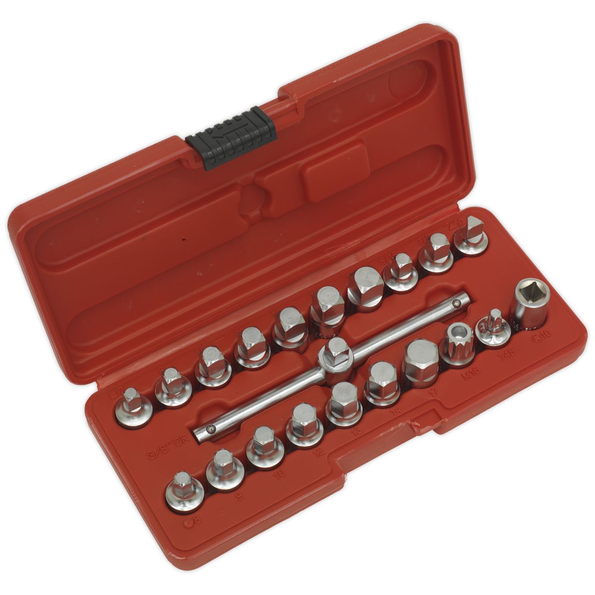 Sealey Oil Drain Plug Key Set 21pc 3/8"Sq Drive - Image 1