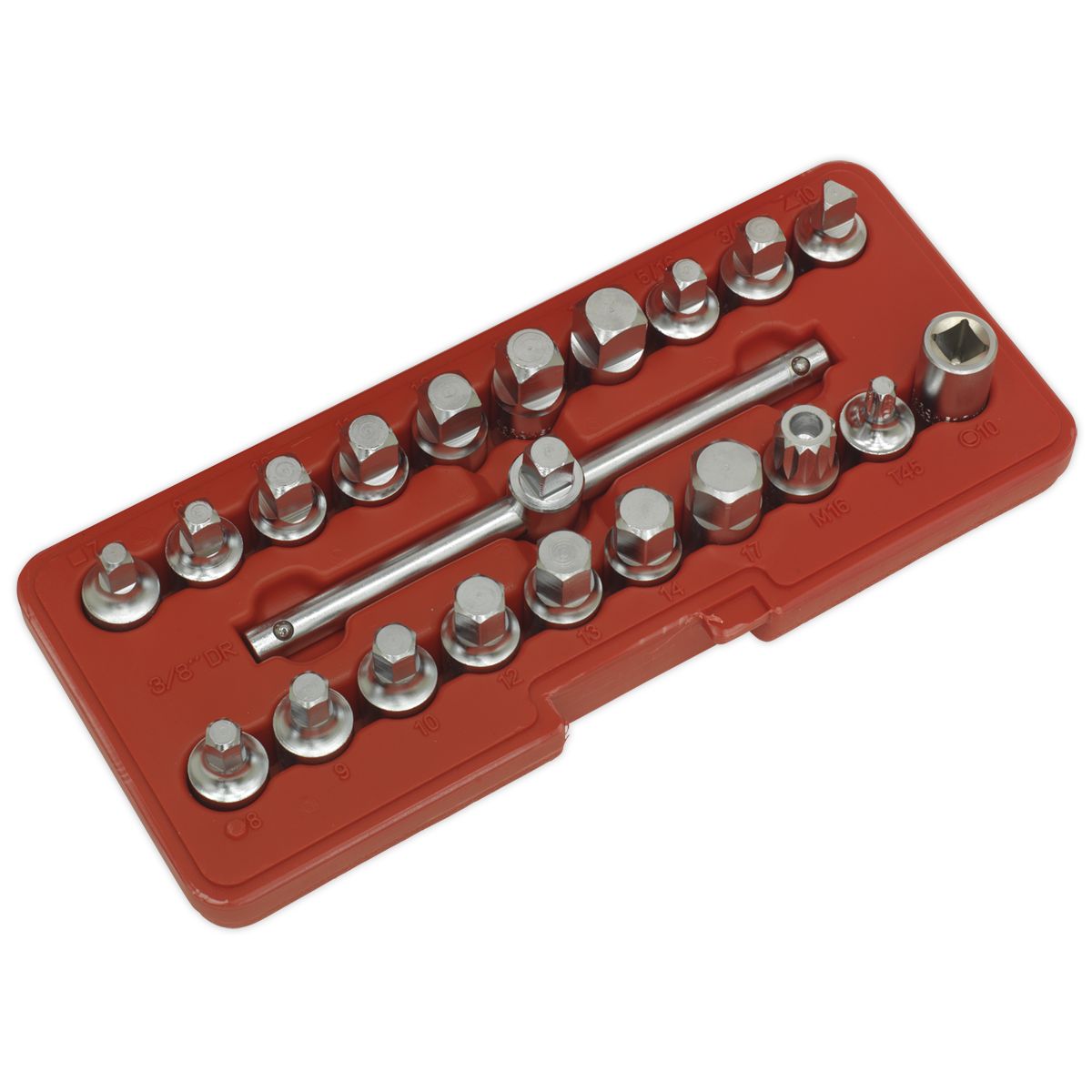 Sealey Oil Drain Plug Key Set 21pc 3/8"Sq Drive - Image 2