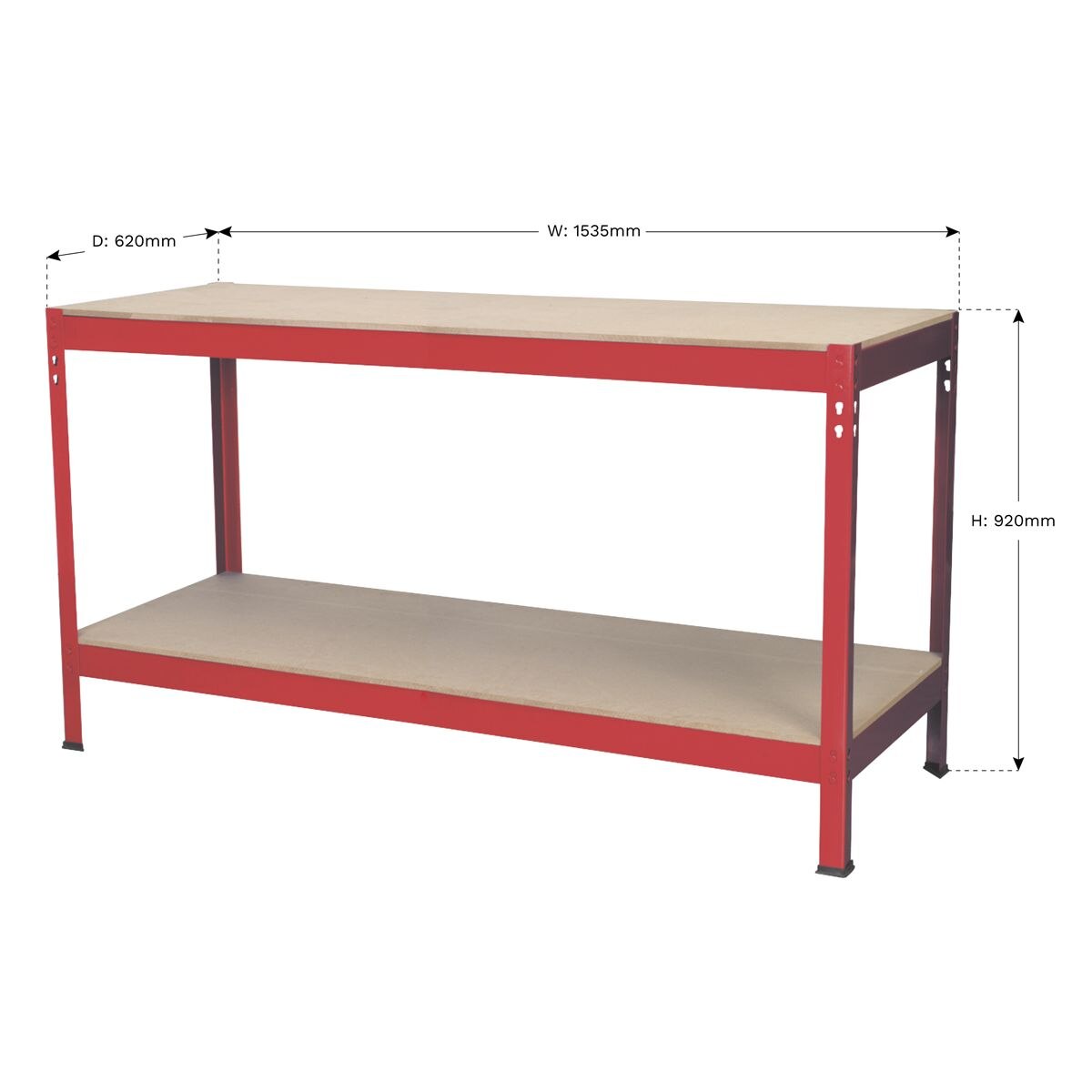 Sealey Workbench 1.53m Steel Wooden Top - Image 3