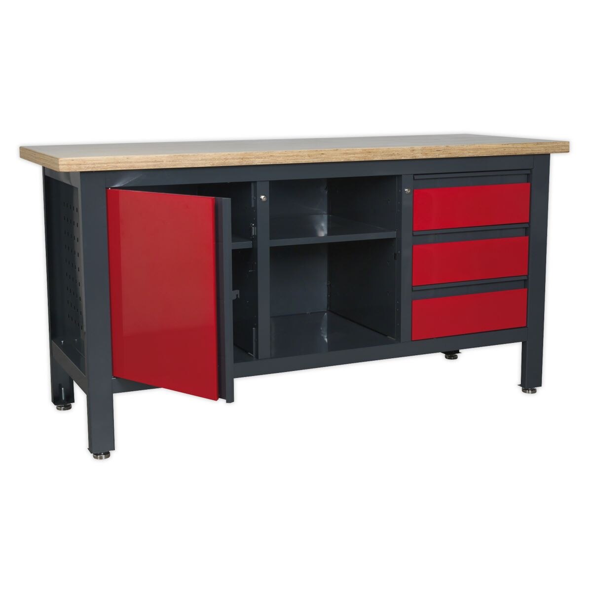 Sealey Workstation with 3 Drawers, 1 Cupboard & Open Storage - Image 7
