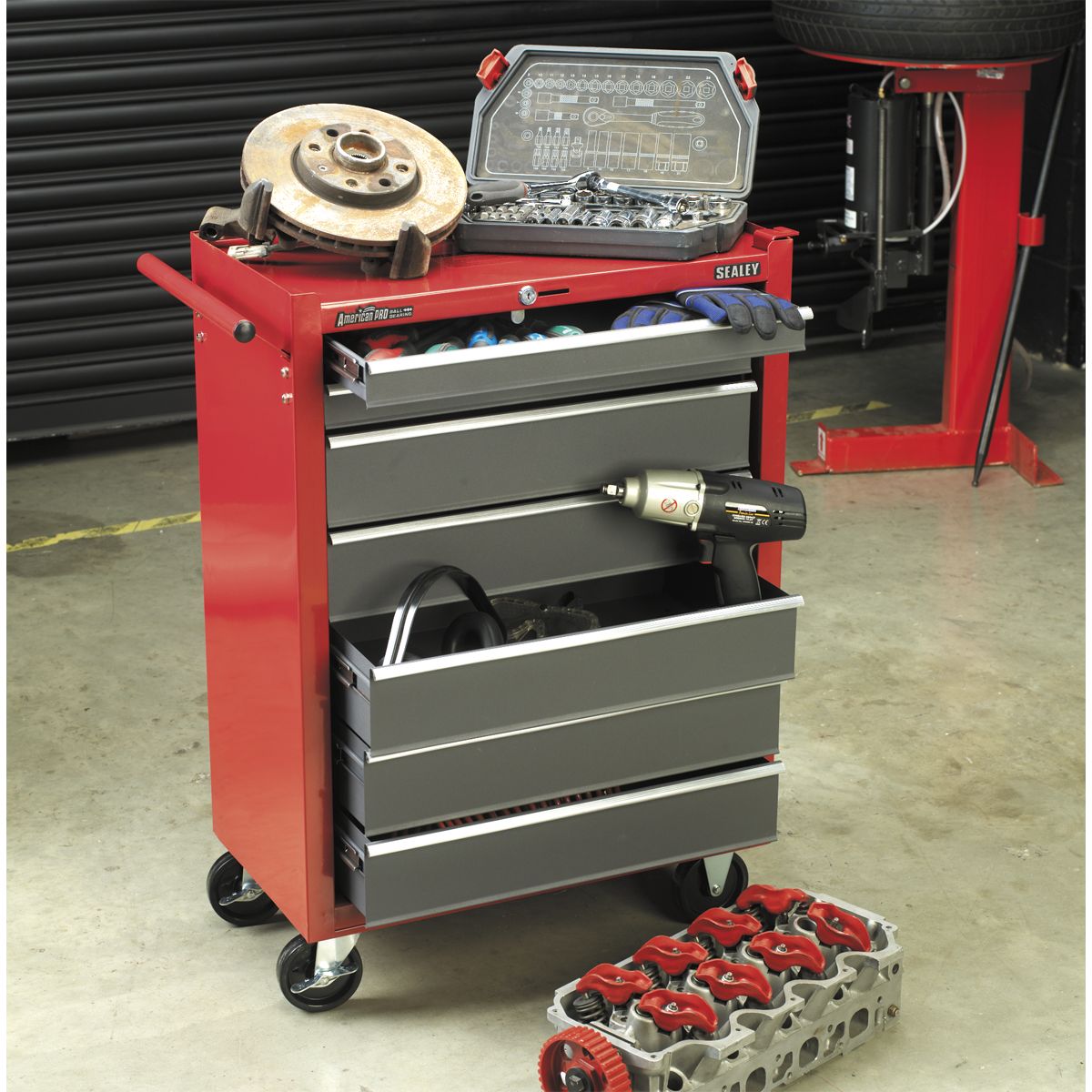 Sealey Rollcab 7 Drawer with Ball-Bearing Slides Red/Grey - Image 3