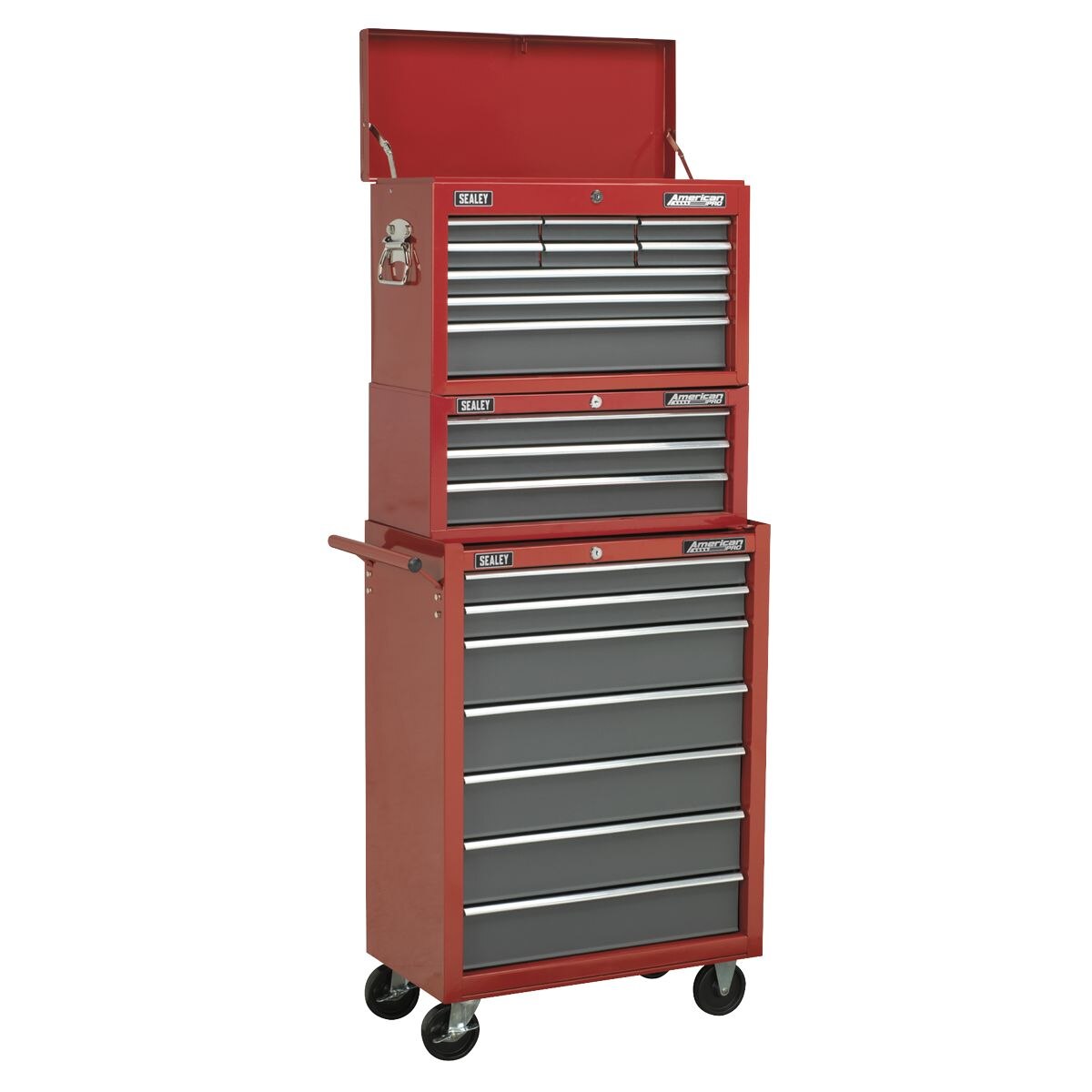 Sealey Topchest 9 Drawer with Ball-Bearing Slides Red/Grey - Image 4
