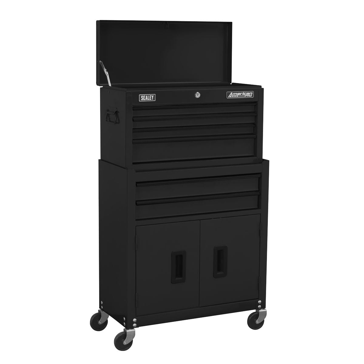 Sealey Topchest & Rollcab Combination 6 Drawer with Ball-Bearing Slides Black - Image 1