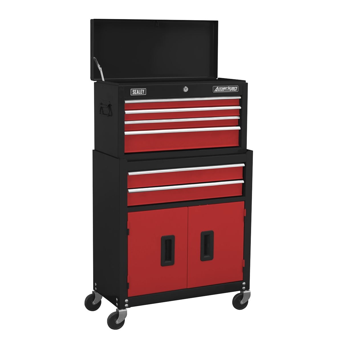 Sealey Topchest & Rollcab Combination 6 Drawer with Ball-Bearing Slides Red - Image 1