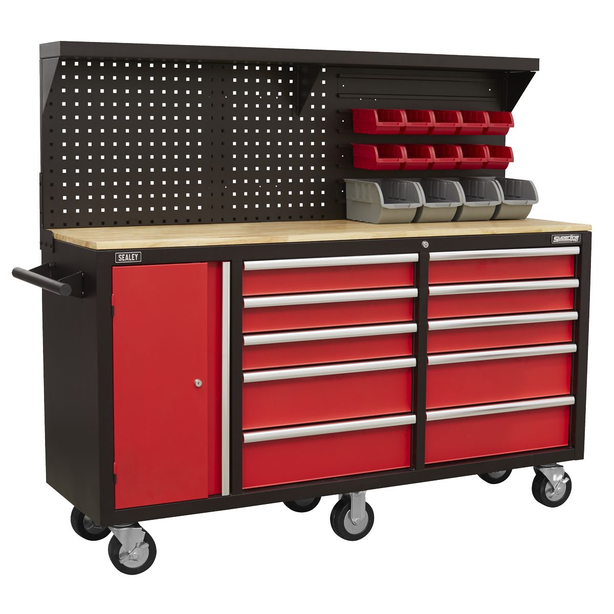 Sealey Mobile Workstation 10 Drawer with Backboard - Image 1