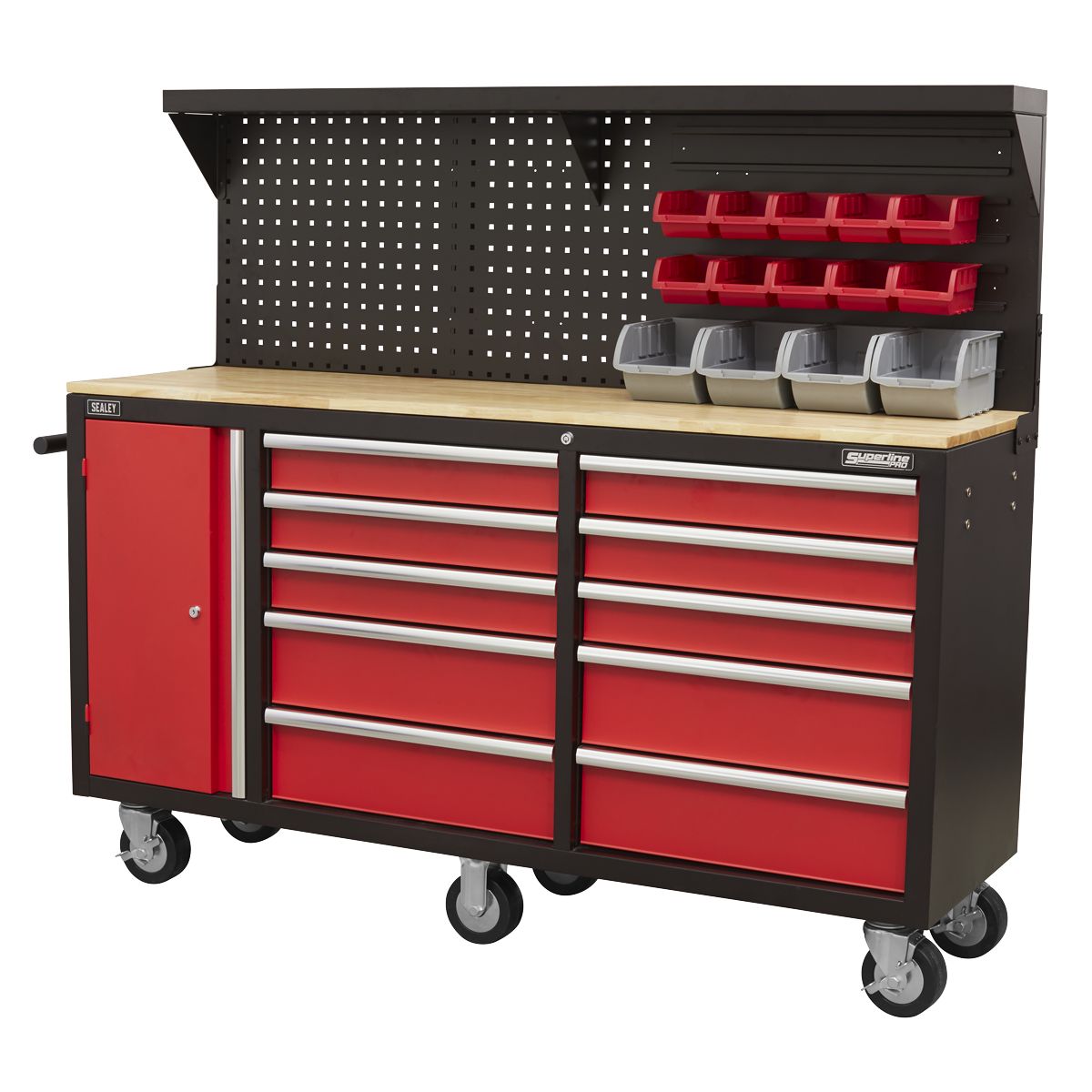Sealey Mobile Workstation 10 Drawer with Backboard - Image 8