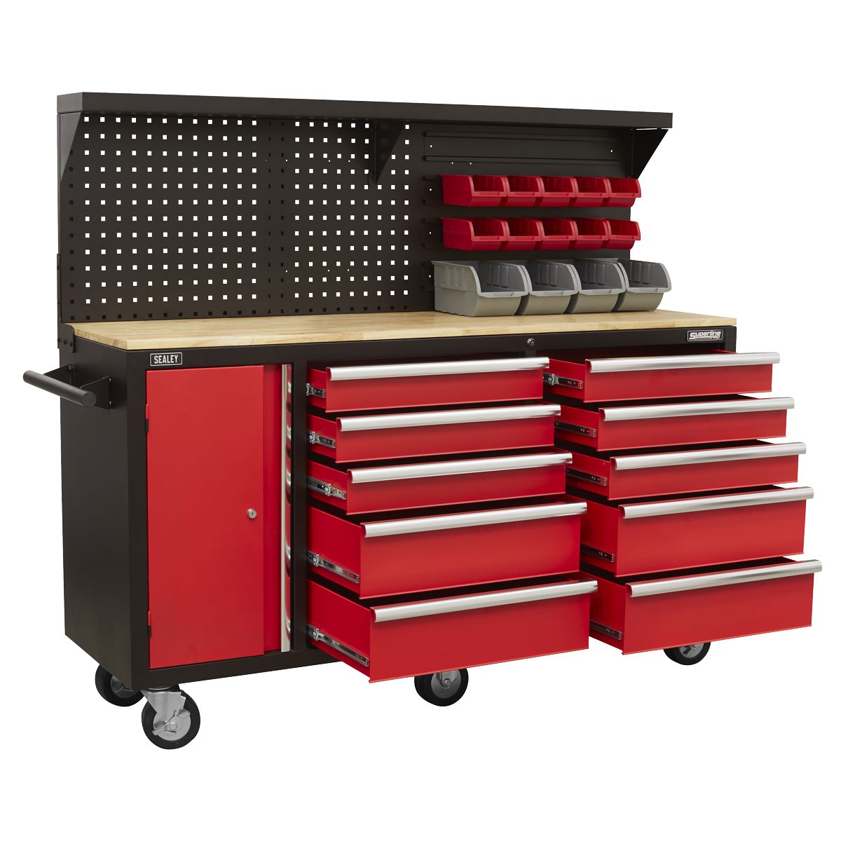 Sealey Mobile Workstation 10 Drawer with Backboard - Image 10