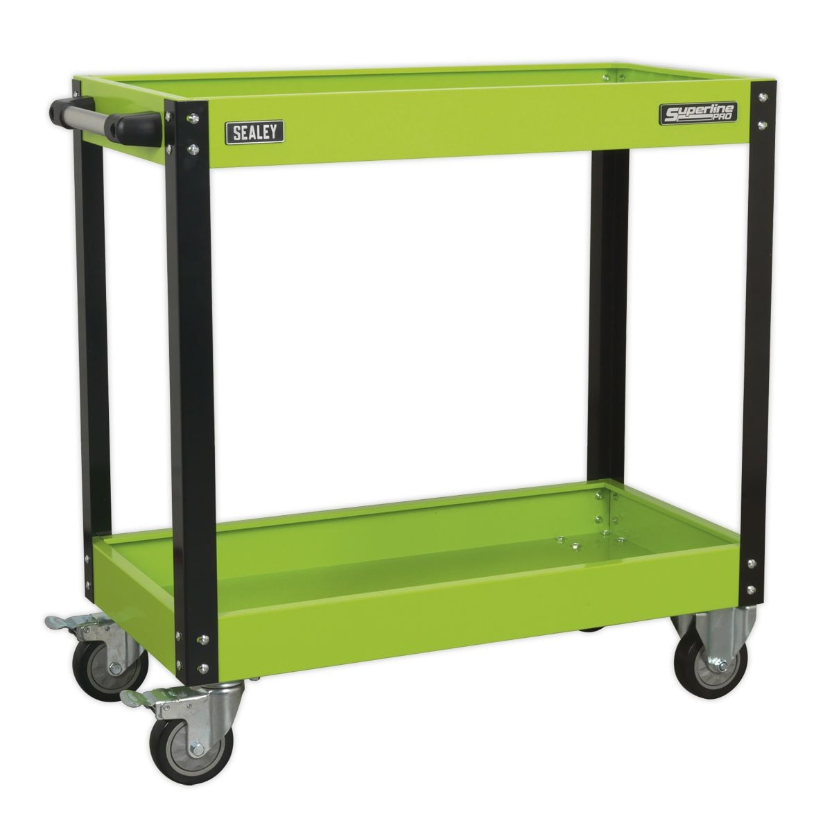 Sealey Workshop Trolley 2-Level Heavy-Duty Hi-Vis Green - Image 1