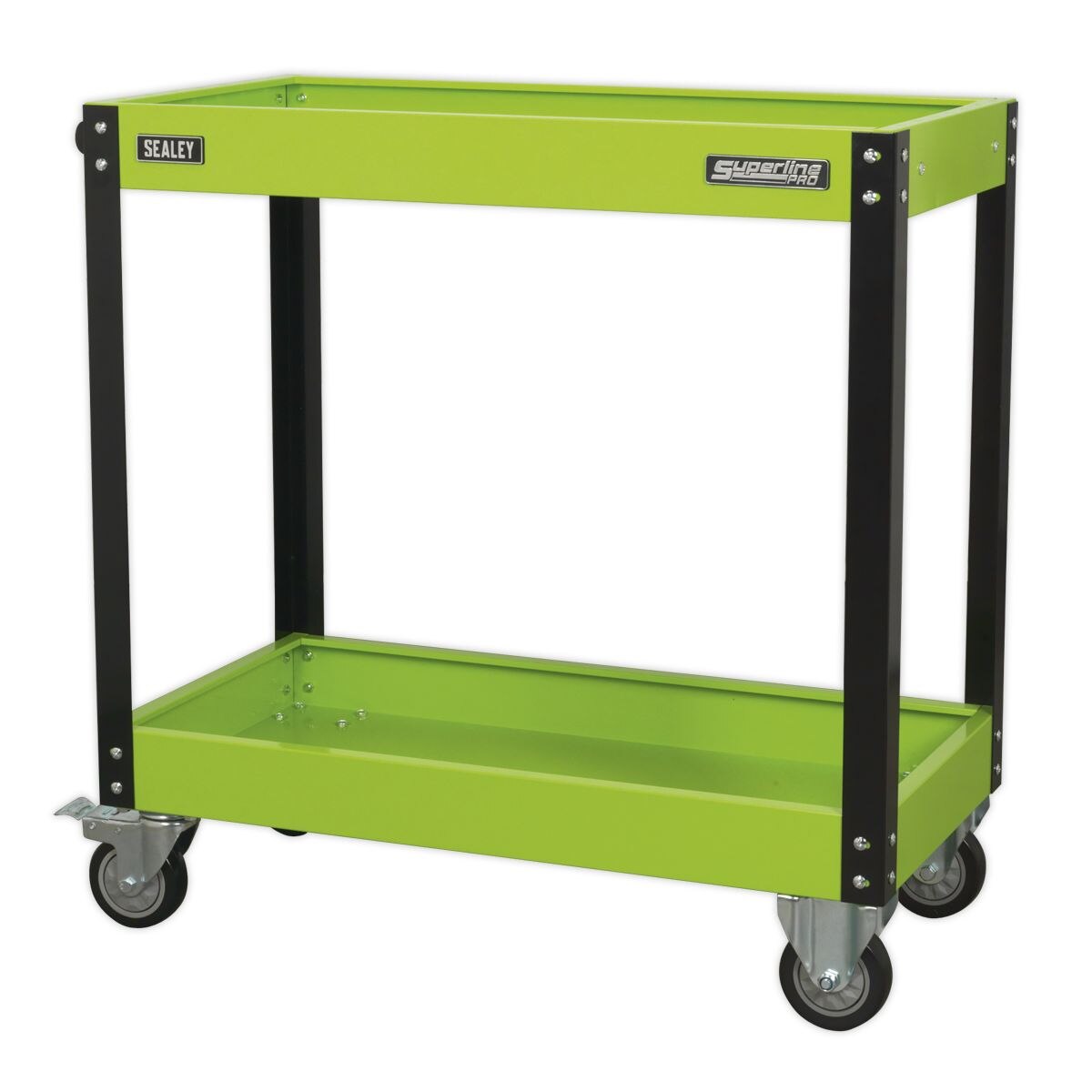 Sealey Workshop Trolley 2-Level Heavy-Duty Hi-Vis Green - Image 2