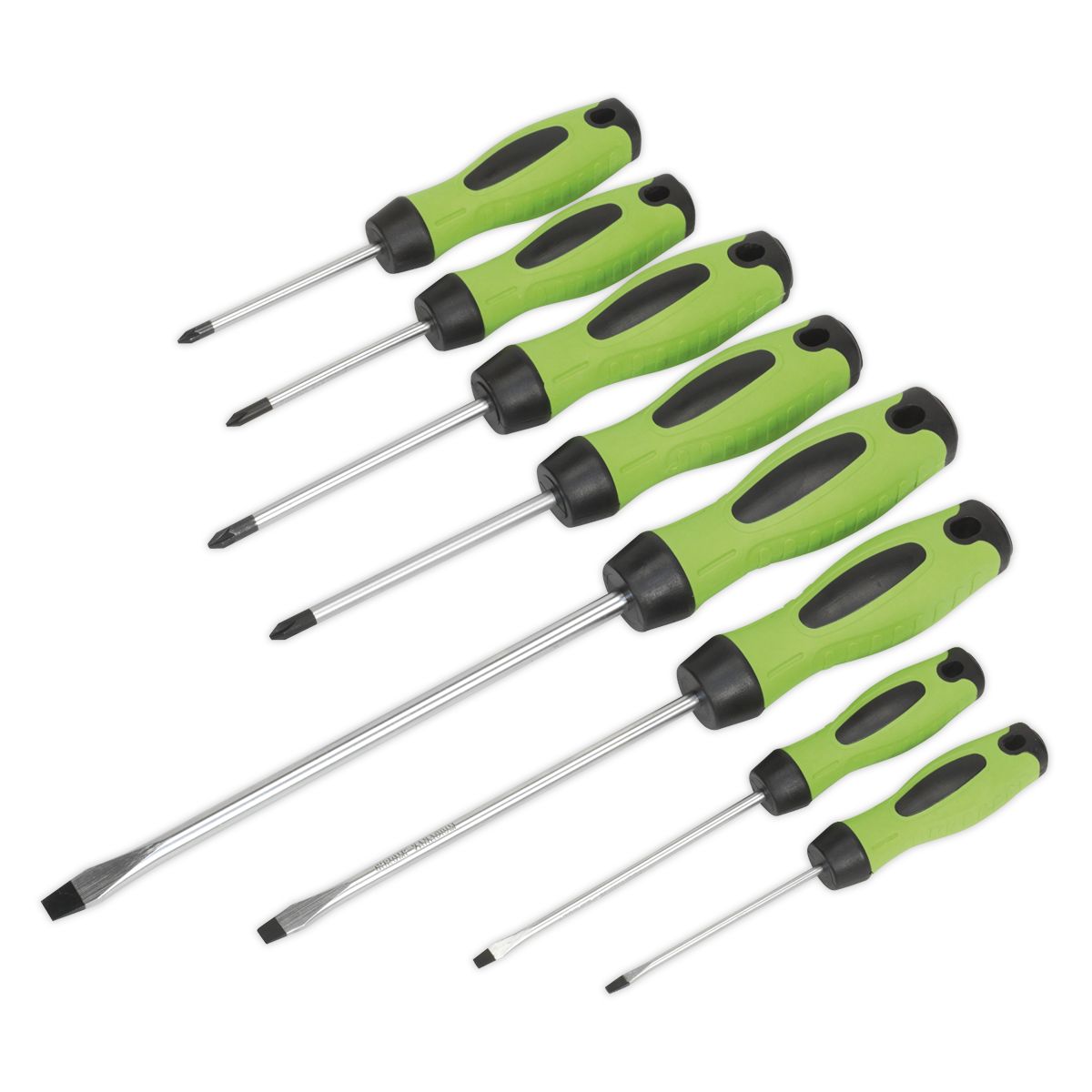 Sealey Screwdriver Set 8pc Hi-Vis Green - Image 1