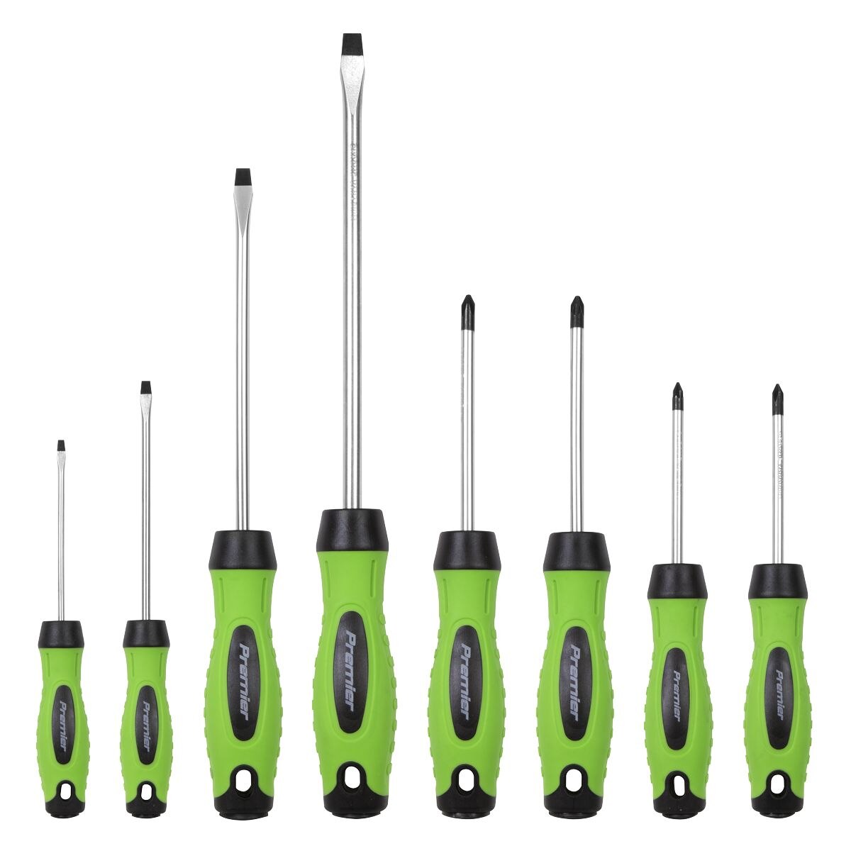 Sealey Screwdriver Set 8pc Hi-Vis Green - Image 2