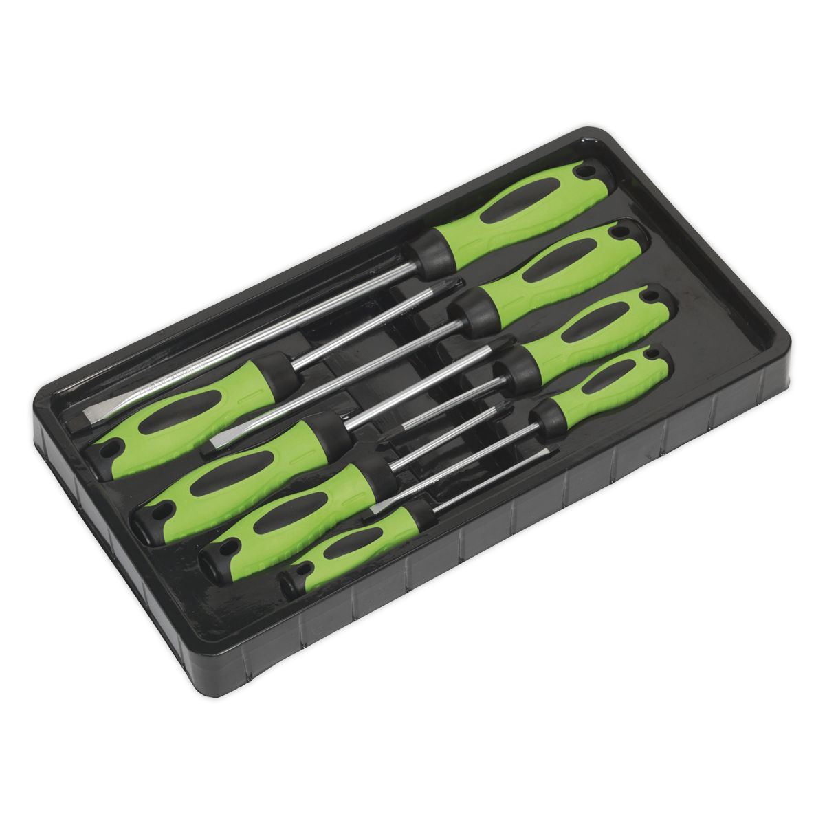 Sealey Screwdriver Set 8pc Hi-Vis Green - Image 3
