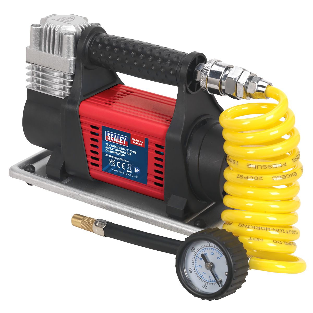 Sealey Tyre Inflator/Mini Air Compressor 12V Heavy-Duty - Image 5