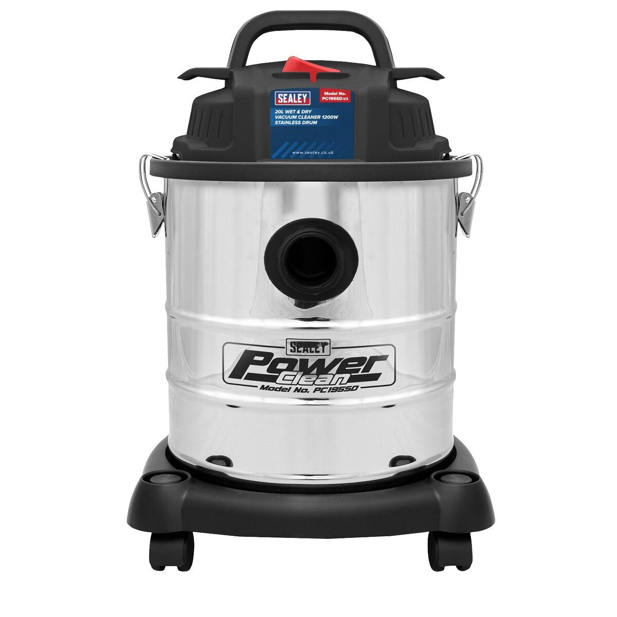 Sealey Vacuum Cleaner Wet & Dry 20L 1200W/230V Stainless Drum - Image 2