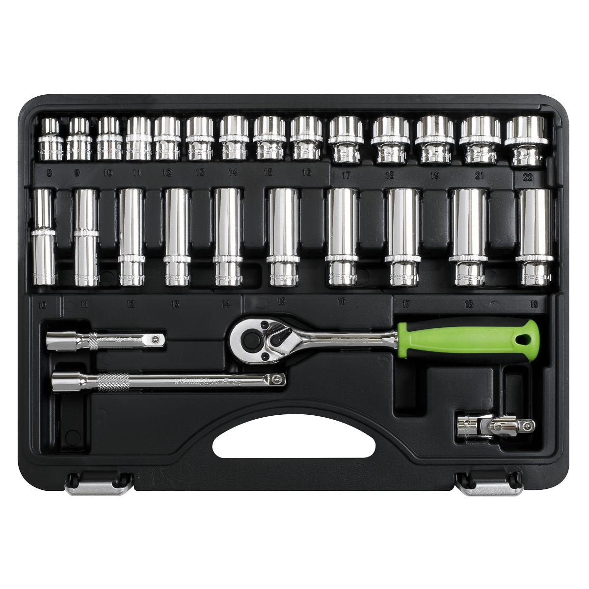 Sealey Socket Set 28pc 3/8"Sq Drive 6pt WallDrive Metric - Image 10