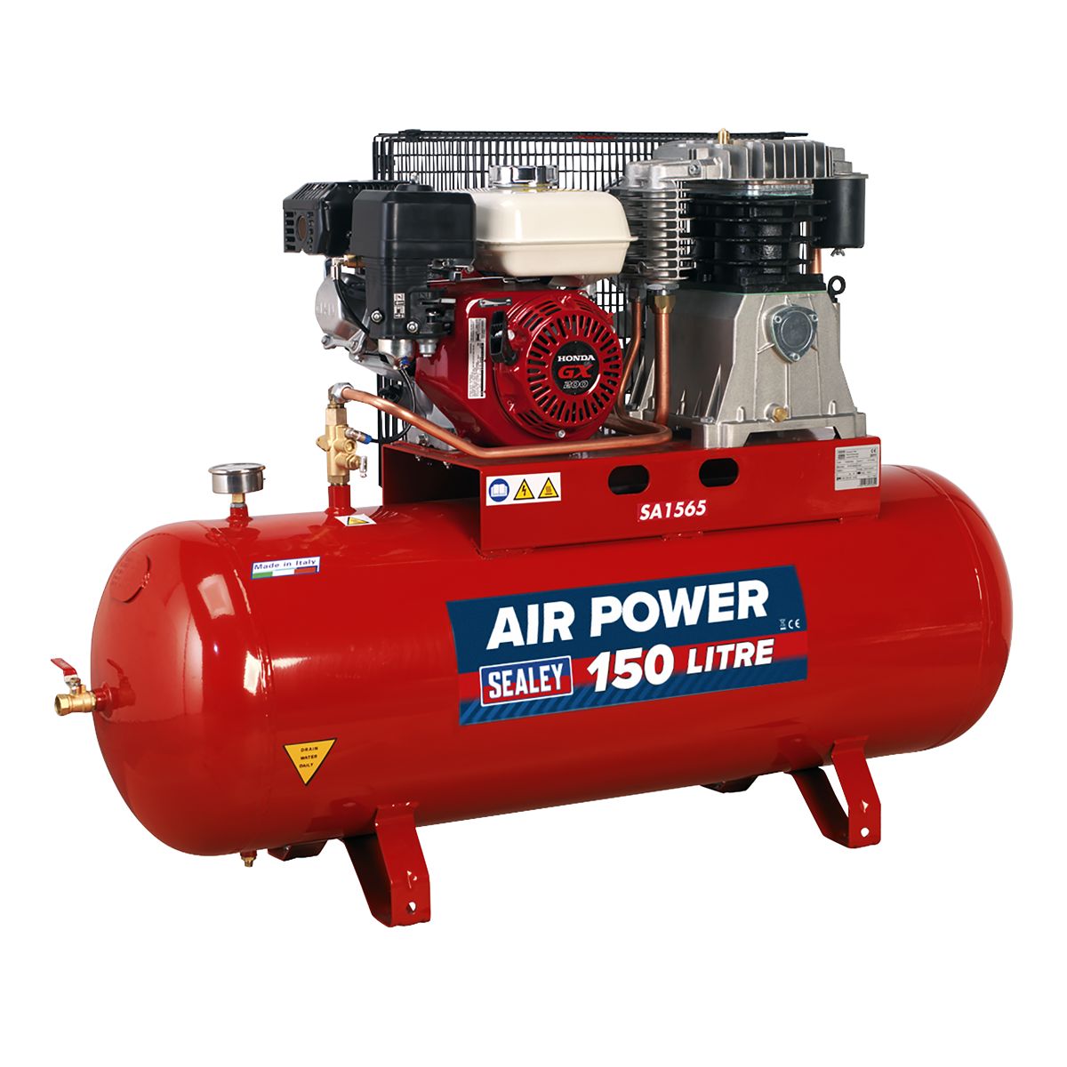 Sealey Air Compressor 150L Belt Drive Petrol Engine 6.5hp - Image 2