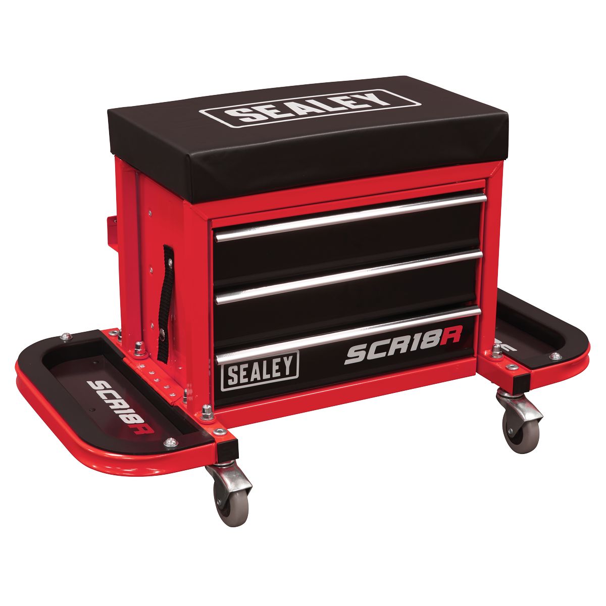 Sealey Mechanic's Utility Seat & Toolbox Red - Image 1