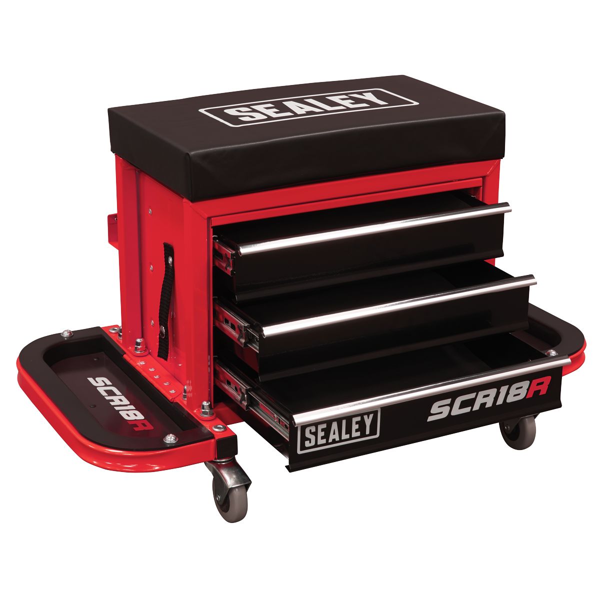 Sealey Mechanic's Utility Seat & Toolbox Red - Image 2