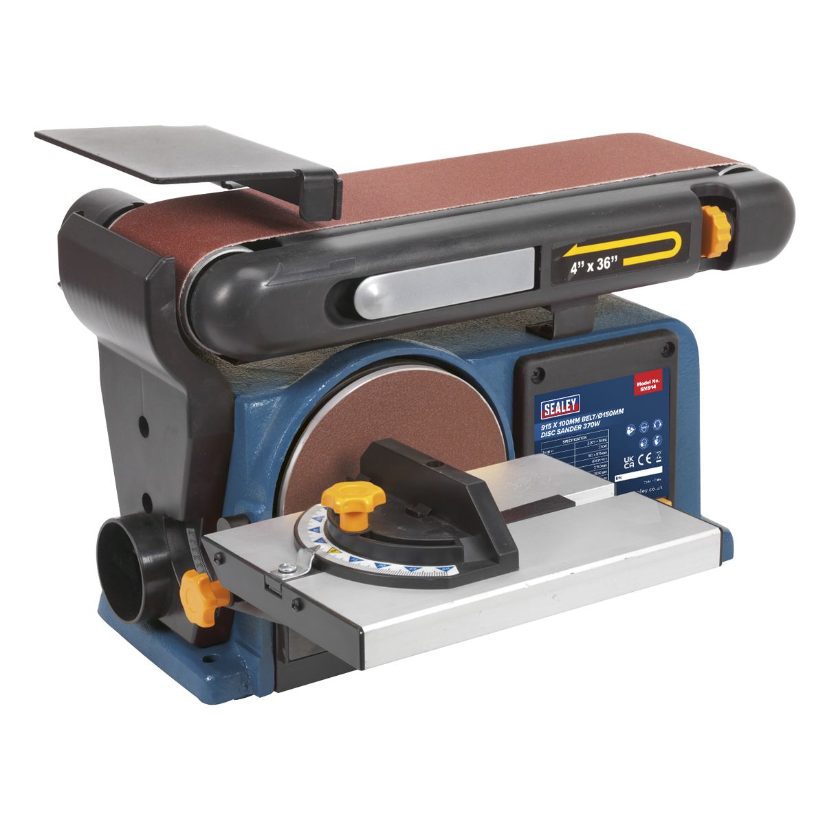 Sealey Belt/Disc Sander 915 x 100mm/150mm 370W/230V - Image 5