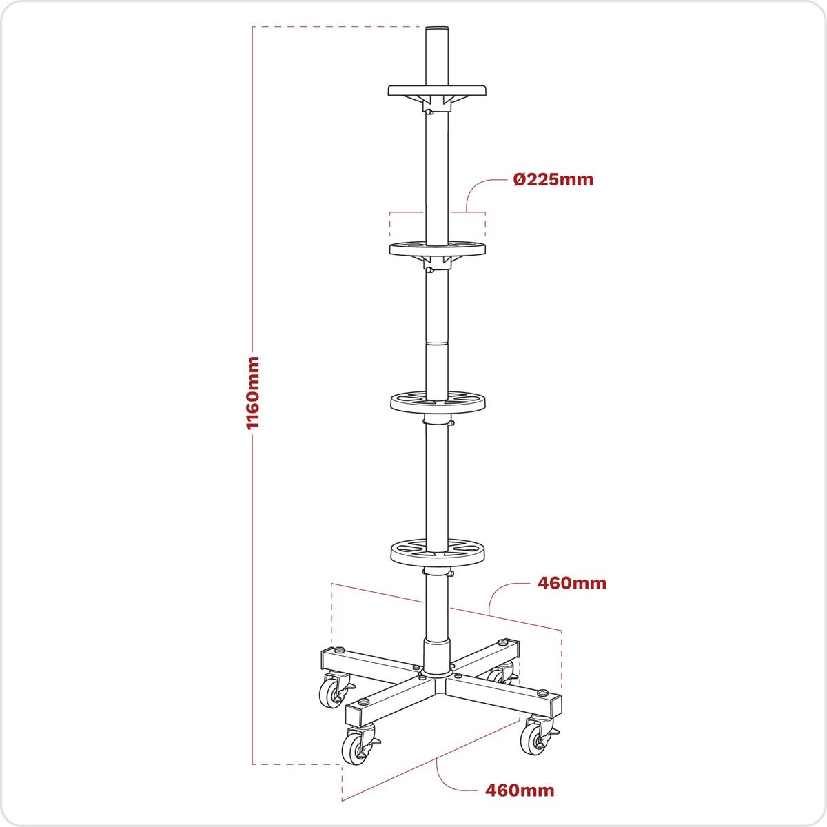 Sealey Wheel Storage Trolley 100kg Capacity - Image 2
