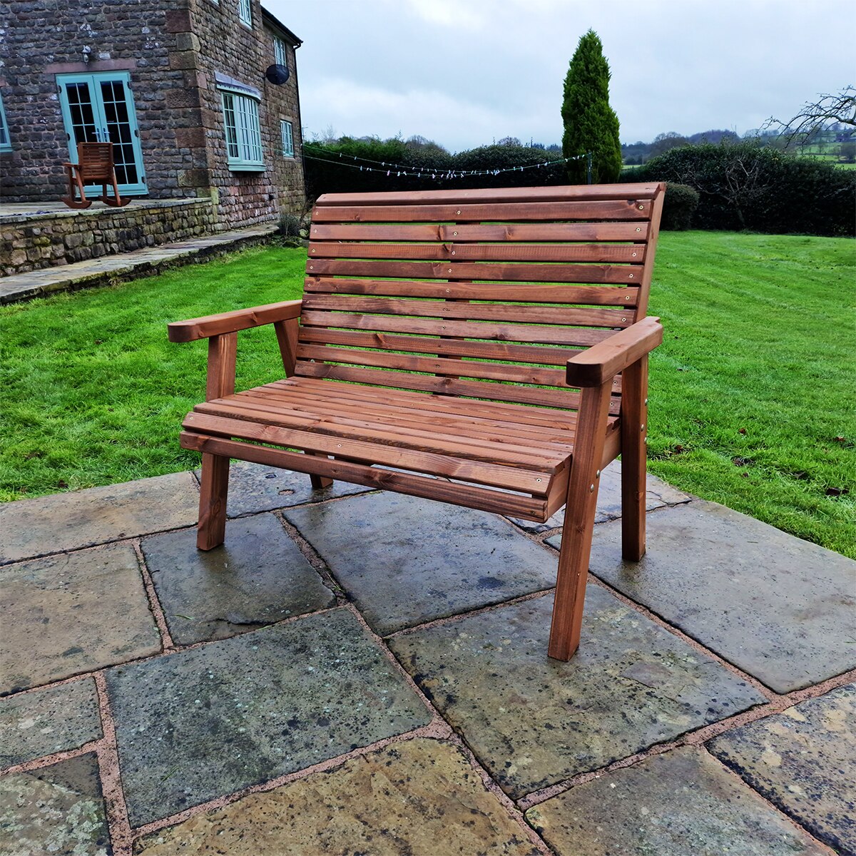 Churnet Valley 2 Seater Outdoor Wooden Bench - Image 3