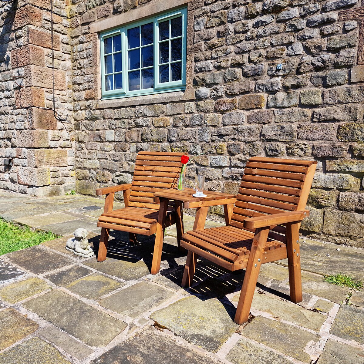 Churnet Valley Wooden Loveseat Angled Outdoor Seating - Image 4