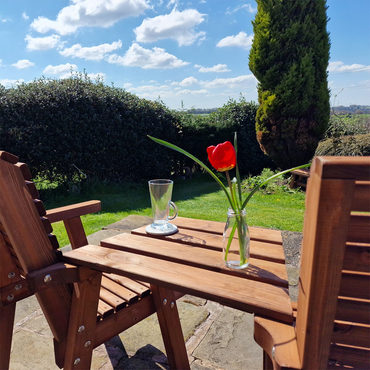 Churnet Valley Wooden Loveseat Angled Outdoor Seating - Image 6