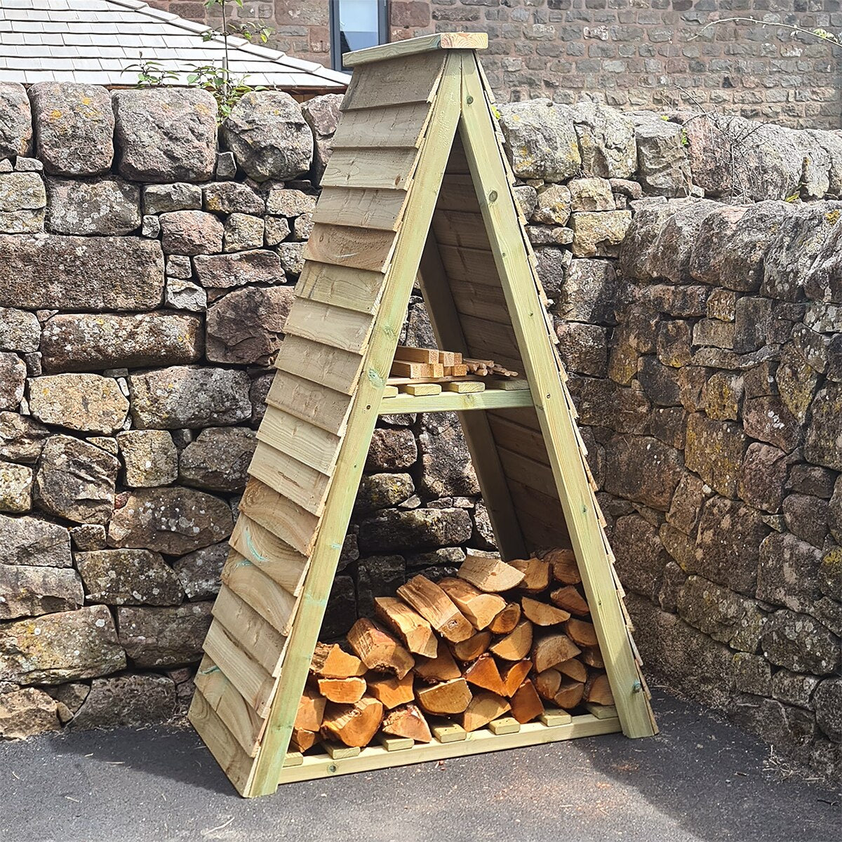 Churnet Valley Triangle Wooden Log Store - Image 2