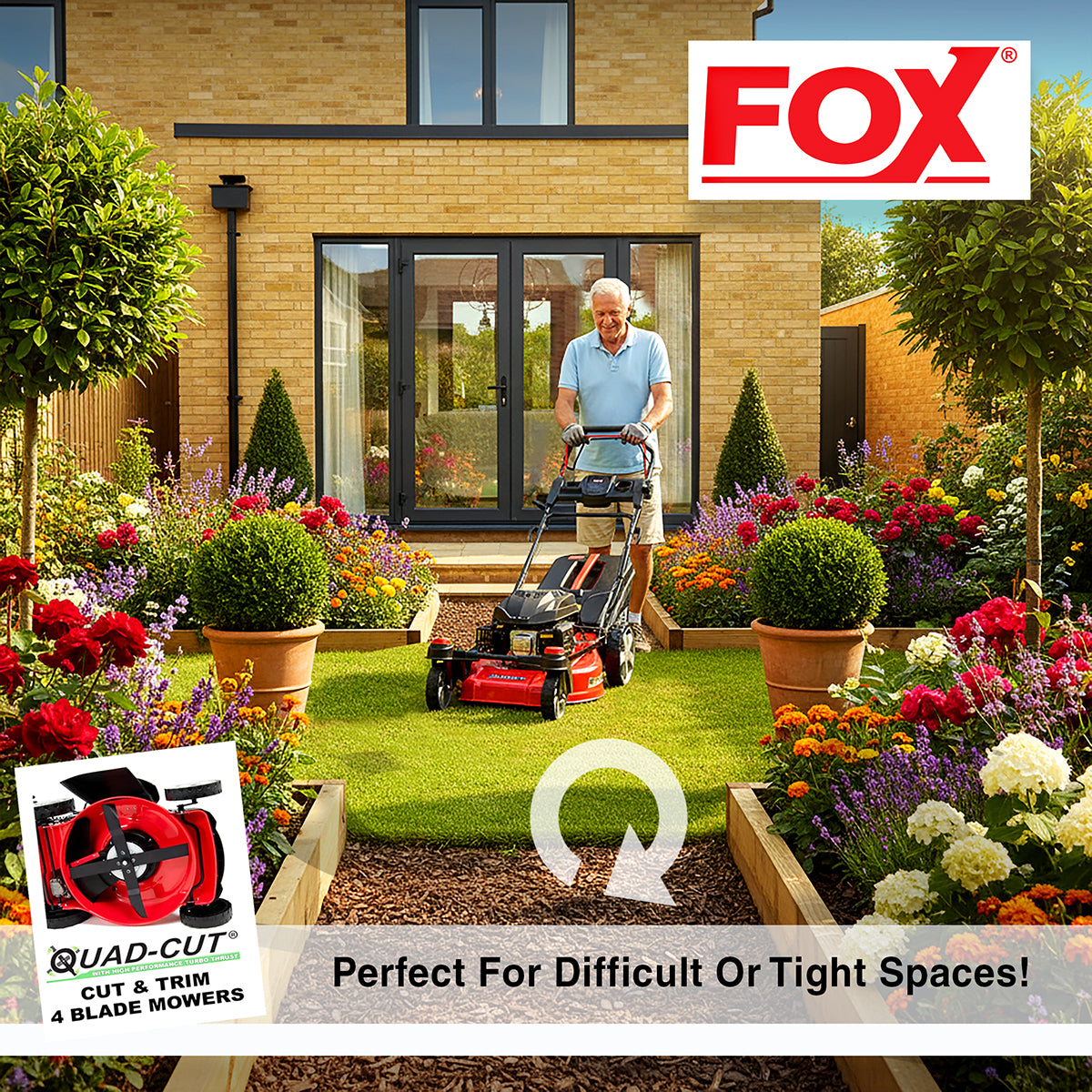 Ex Display Fox Zero Turn Quad-Cut 20" Self Propelled Petrol Lawn Mower - Grade A