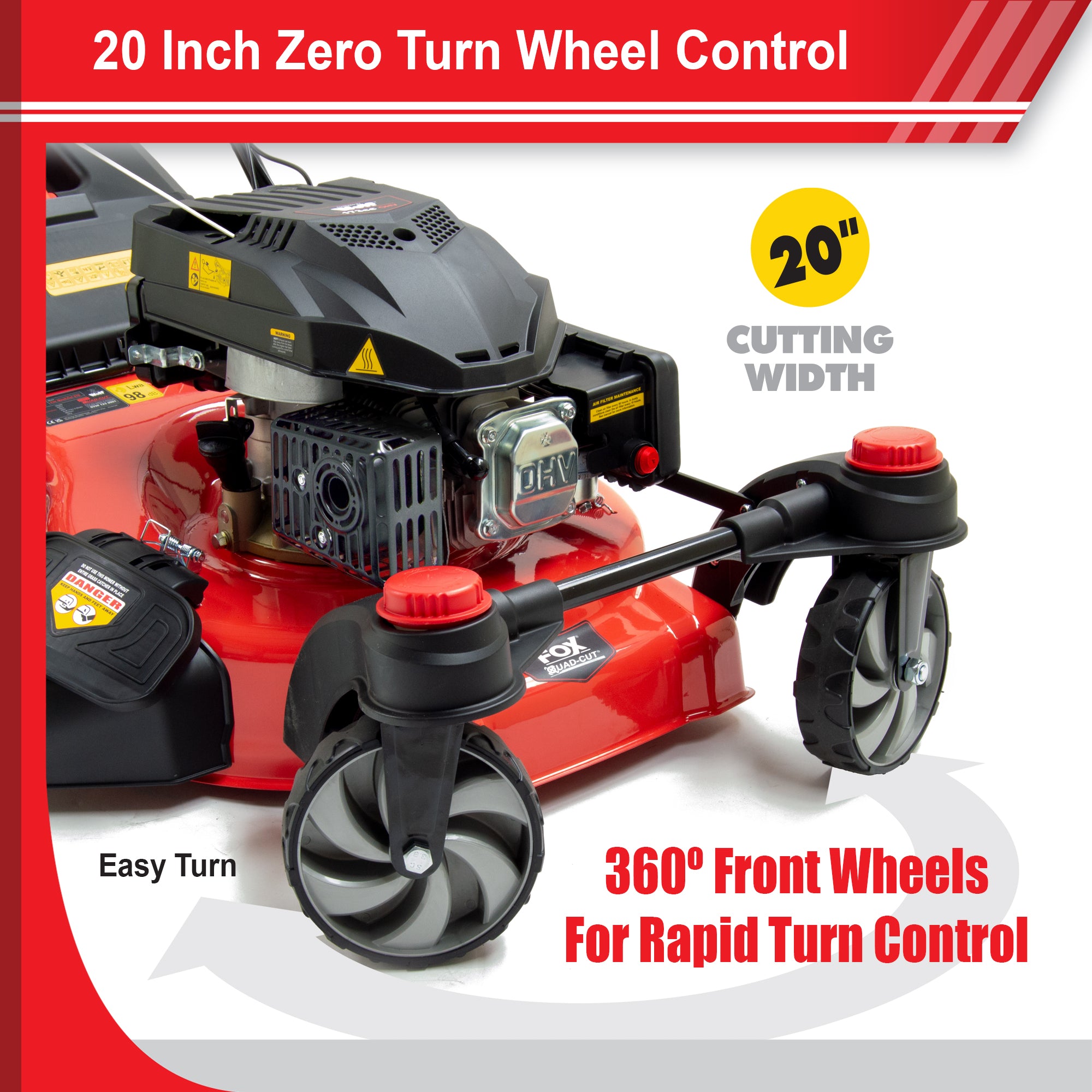 Fox Zero Turn Quad-Cut 20" Self Propelled Petrol Lawn Mower