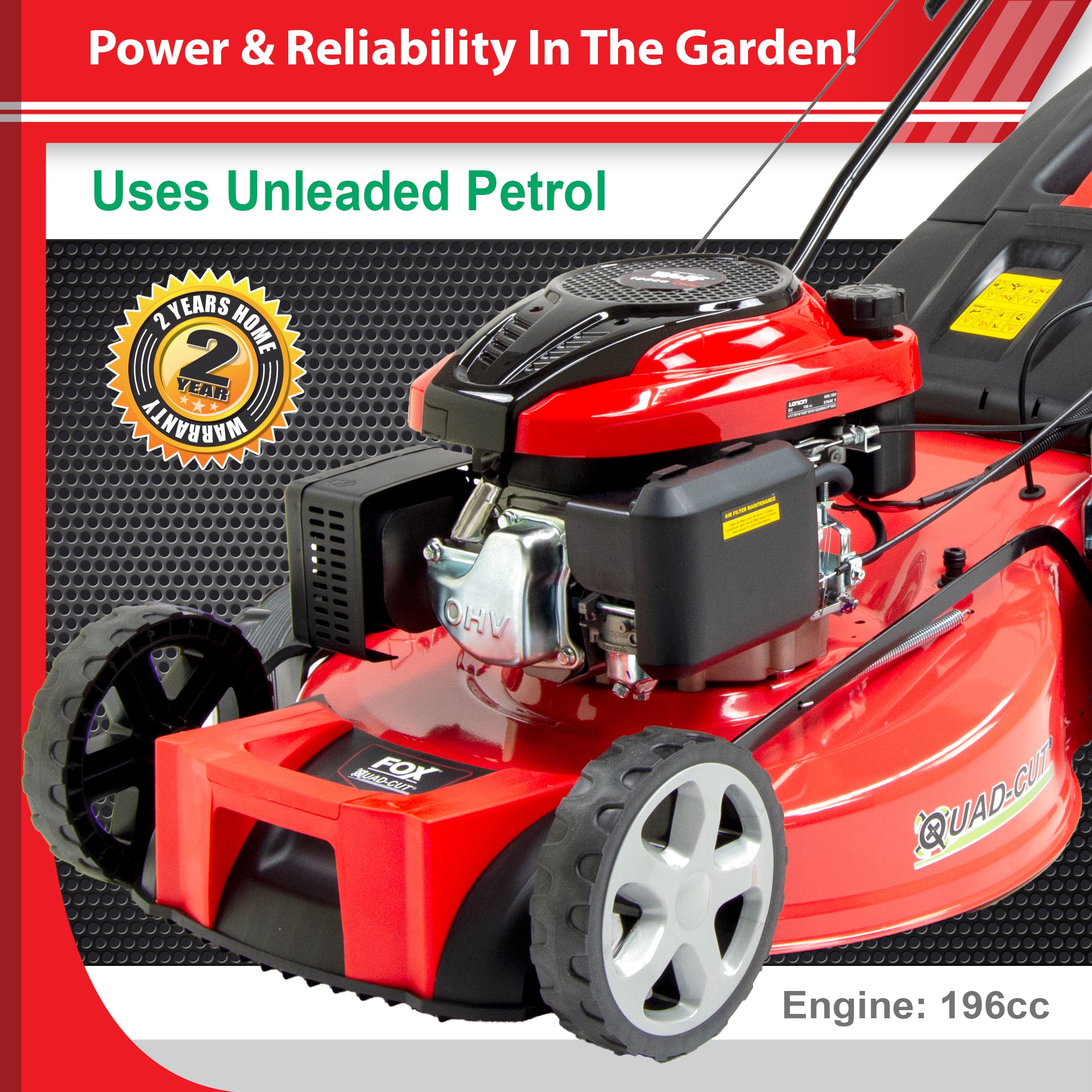 Fox Quad-Cut 560E 22" Electric Start Self Propelled Petrol Lawn Mower