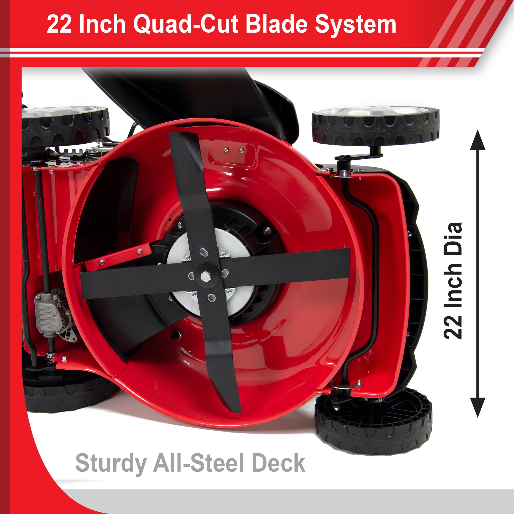 Fox Quad-Cut 560E 22" Electric Start Self Propelled Petrol Lawn Mower