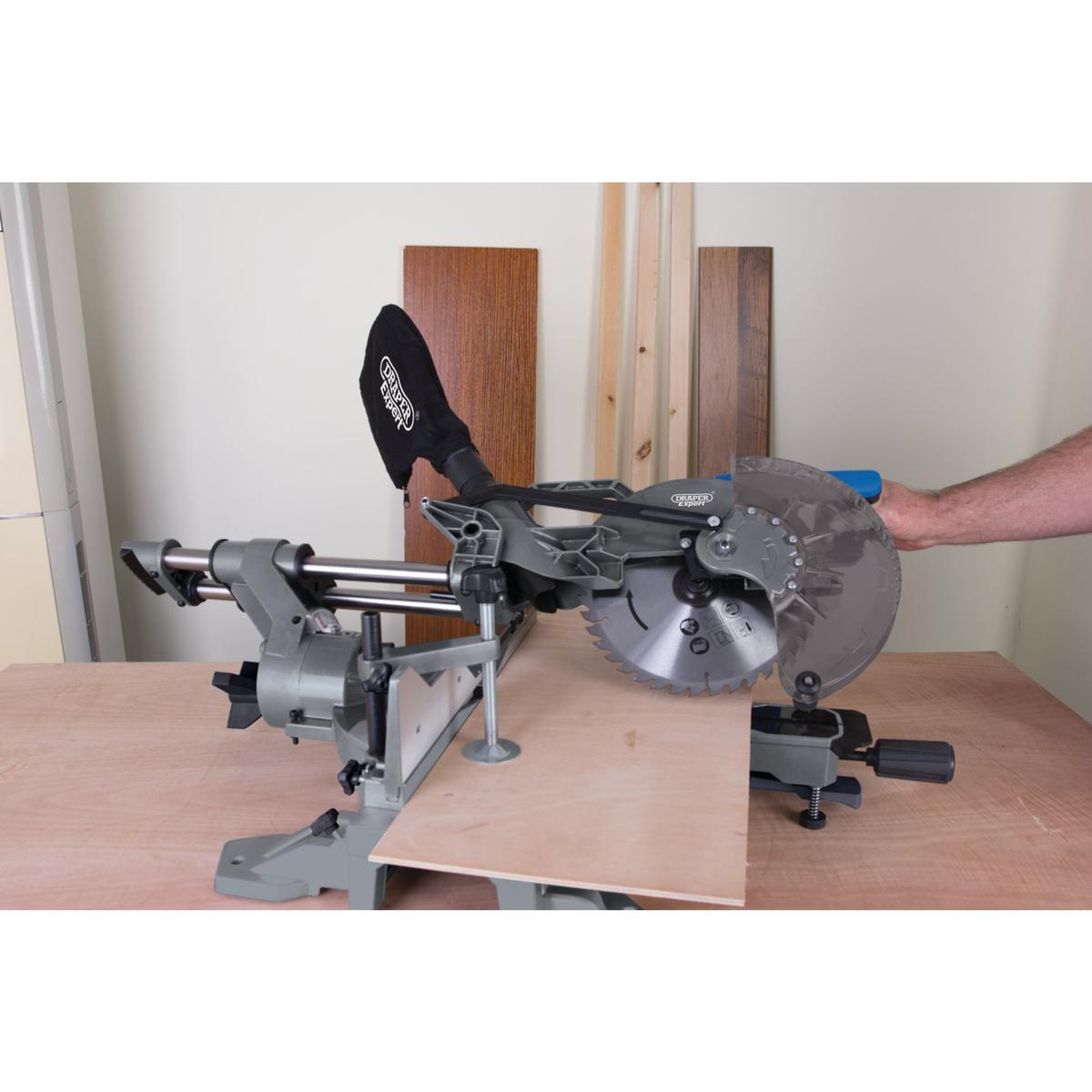 Draper Double Bevel Sliding Compound Mitre Saw, 255mm, 2000W - Image 2