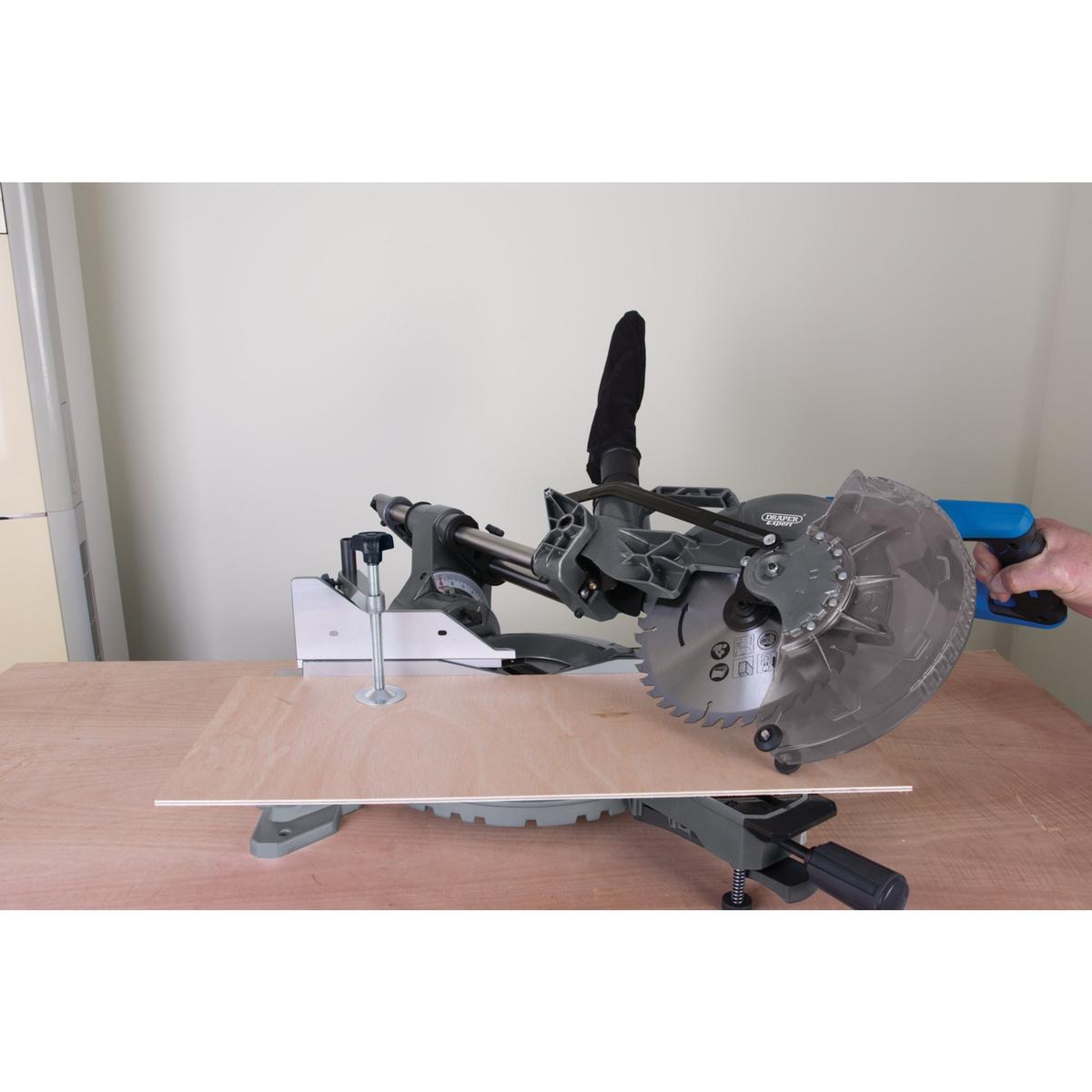 Draper Double Bevel Sliding Compound Mitre Saw, 255mm, 2000W - Image 3