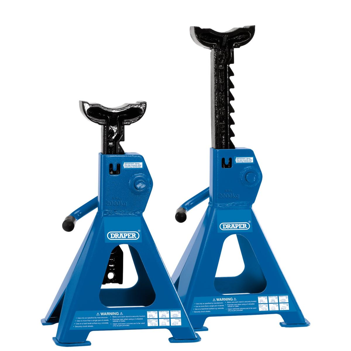 Draper Ratcheting Axle Stands, 2 Tonne (Pair) - Image 1