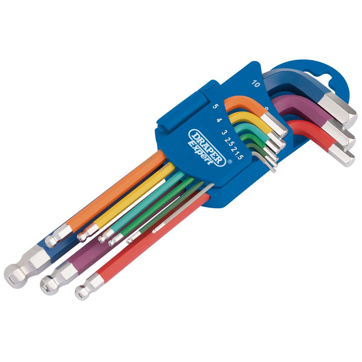 Draper Metric Coloured Hex. and Ball End Key Set (9 Piece) - Image 1