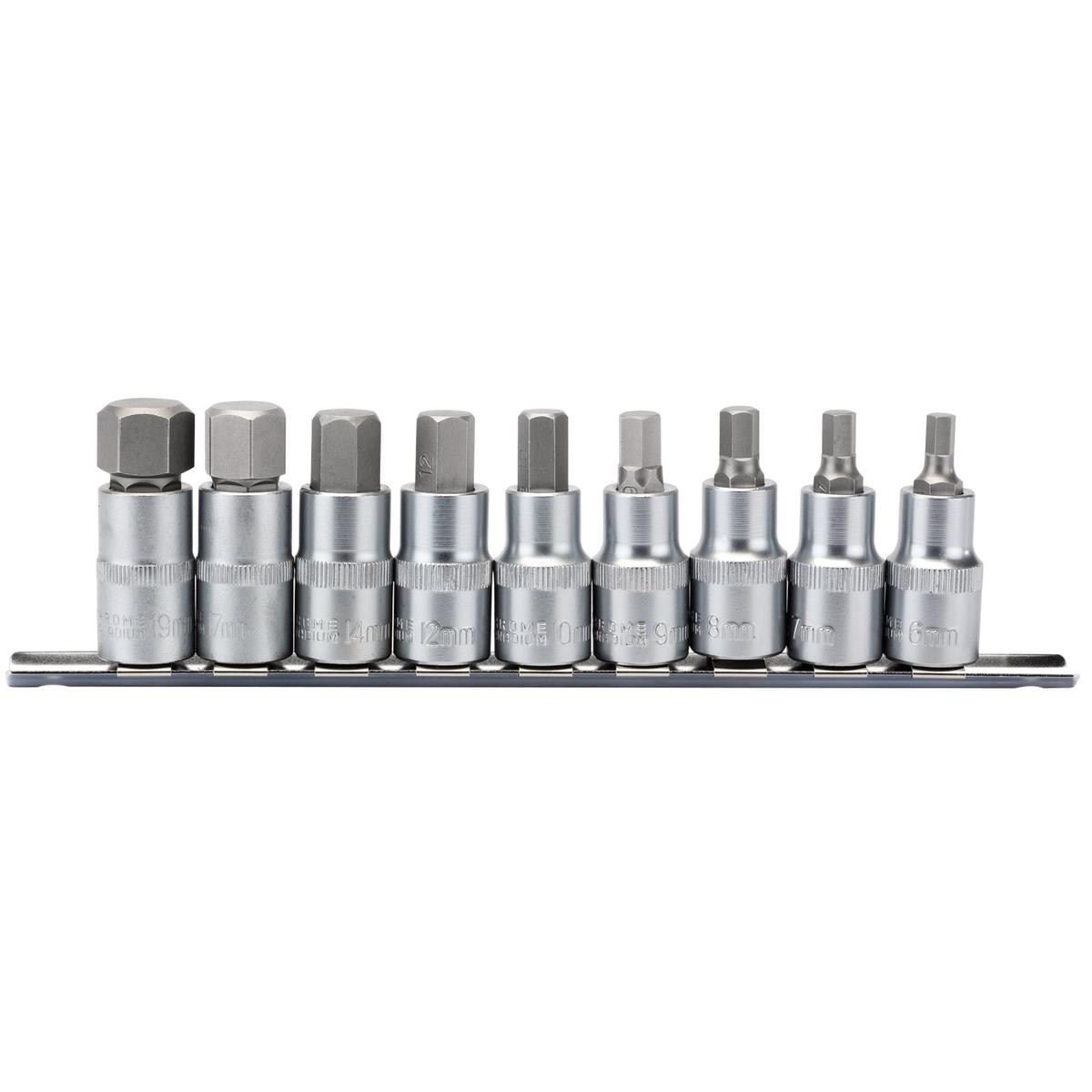 Draper Metric Hex. Socket Bit Set, 1/2" Sq. Dr., 55mm (9 Piece) - Image 1