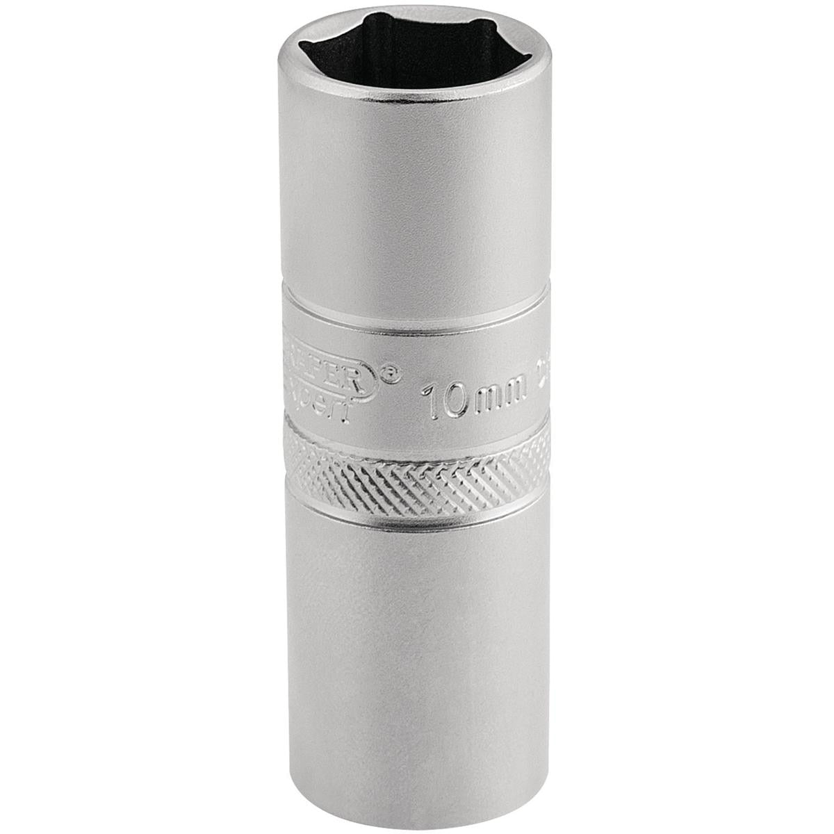Draper 10mm Thread 6 Point Satin Chrome Spark Plug Socket, 1/2" Sq. Dr., 16mm - Image 1