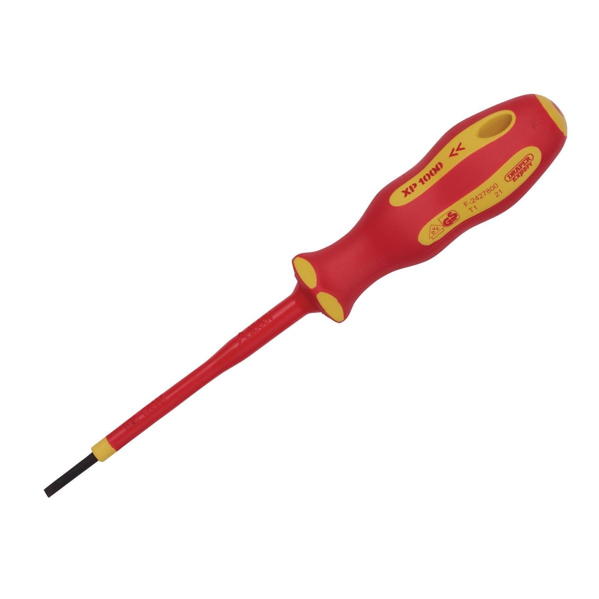 Draper XP1000 VDE Plain Slot Screwdriver, 2.5 x 75mm - Image 1