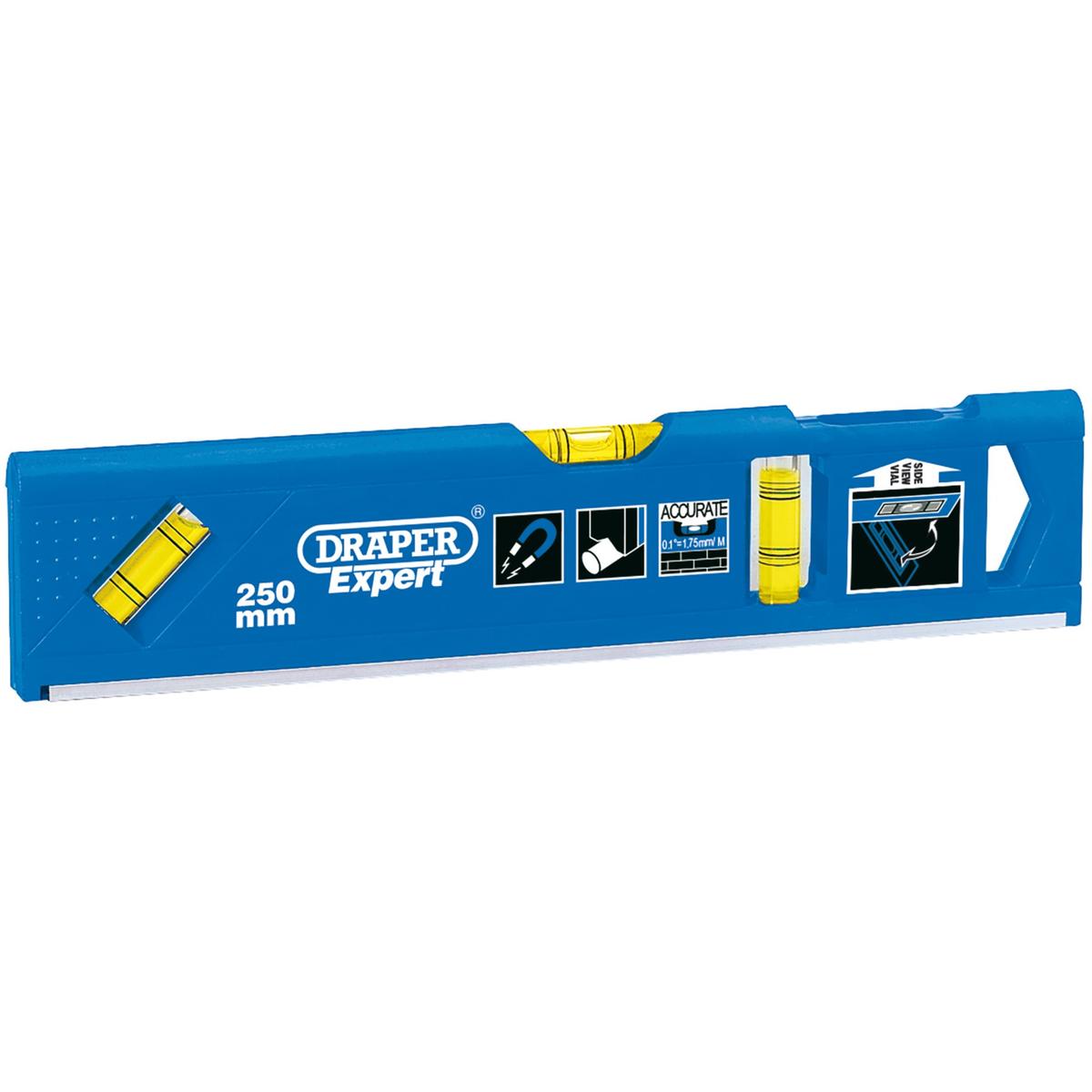 Draper Expert Torpedo Level with Magnetic Base and Side View Vial, 250mm - Image 1