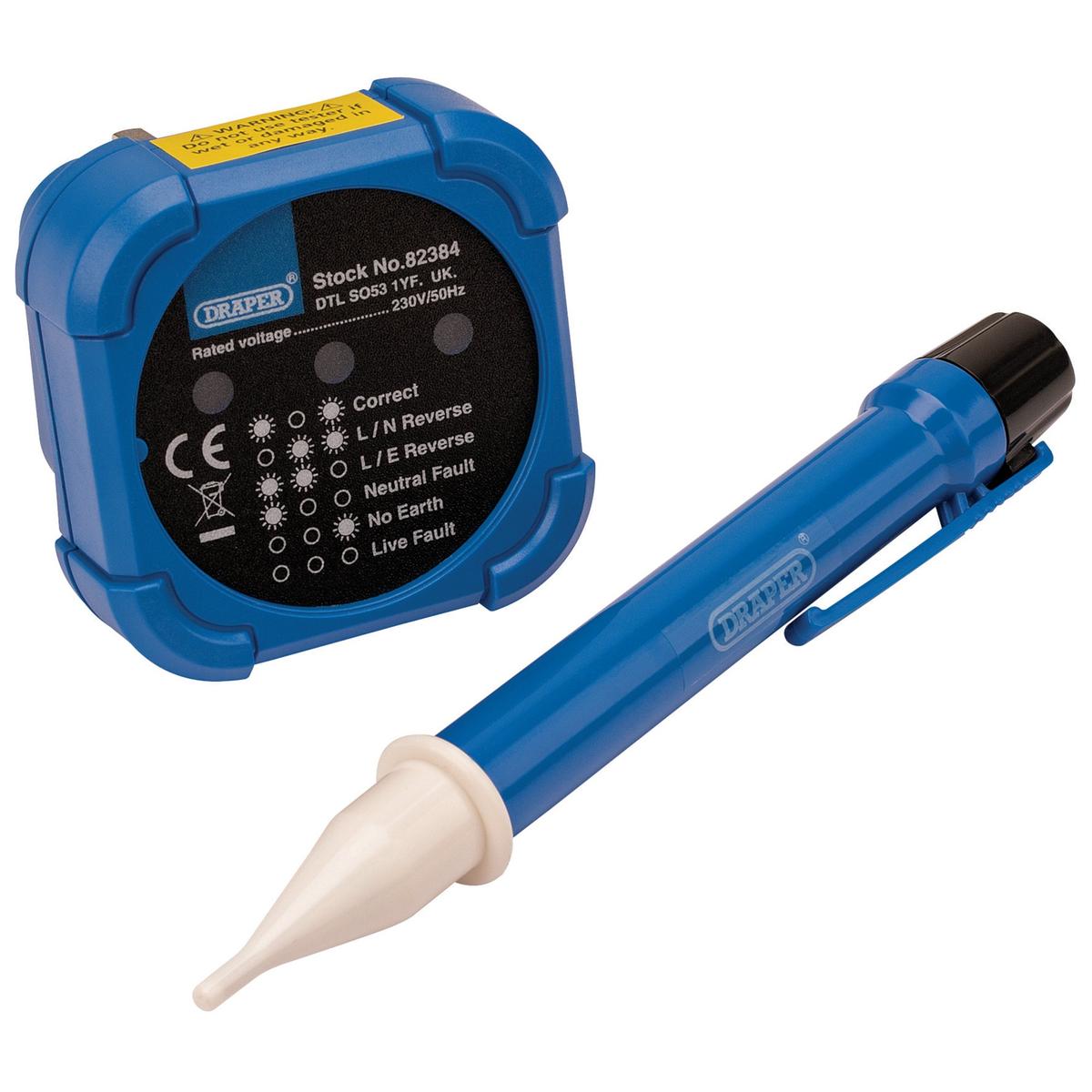 Draper 230V Socket and Voltage Tester Set, 200-600V, 3 Amp - Image 1