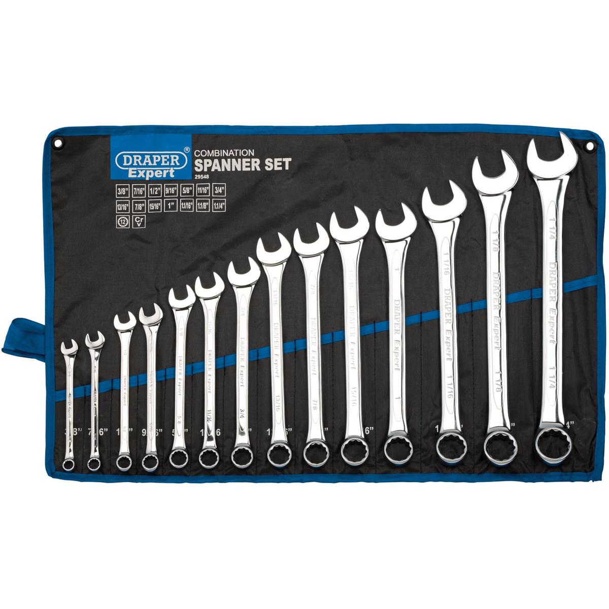 Draper Expert HI-TORQ Imperial Combination Spanner Set (14 Piece) - Image 1