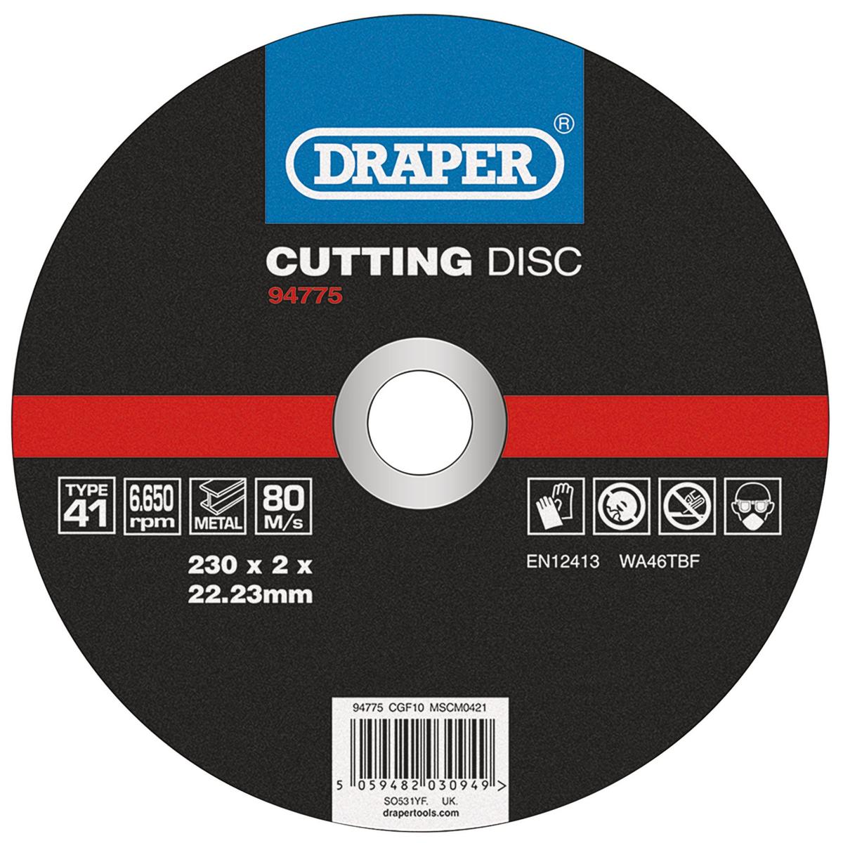 Draper Metal Cutting Disc, 230 x 2 x 22.23mm - Image 1