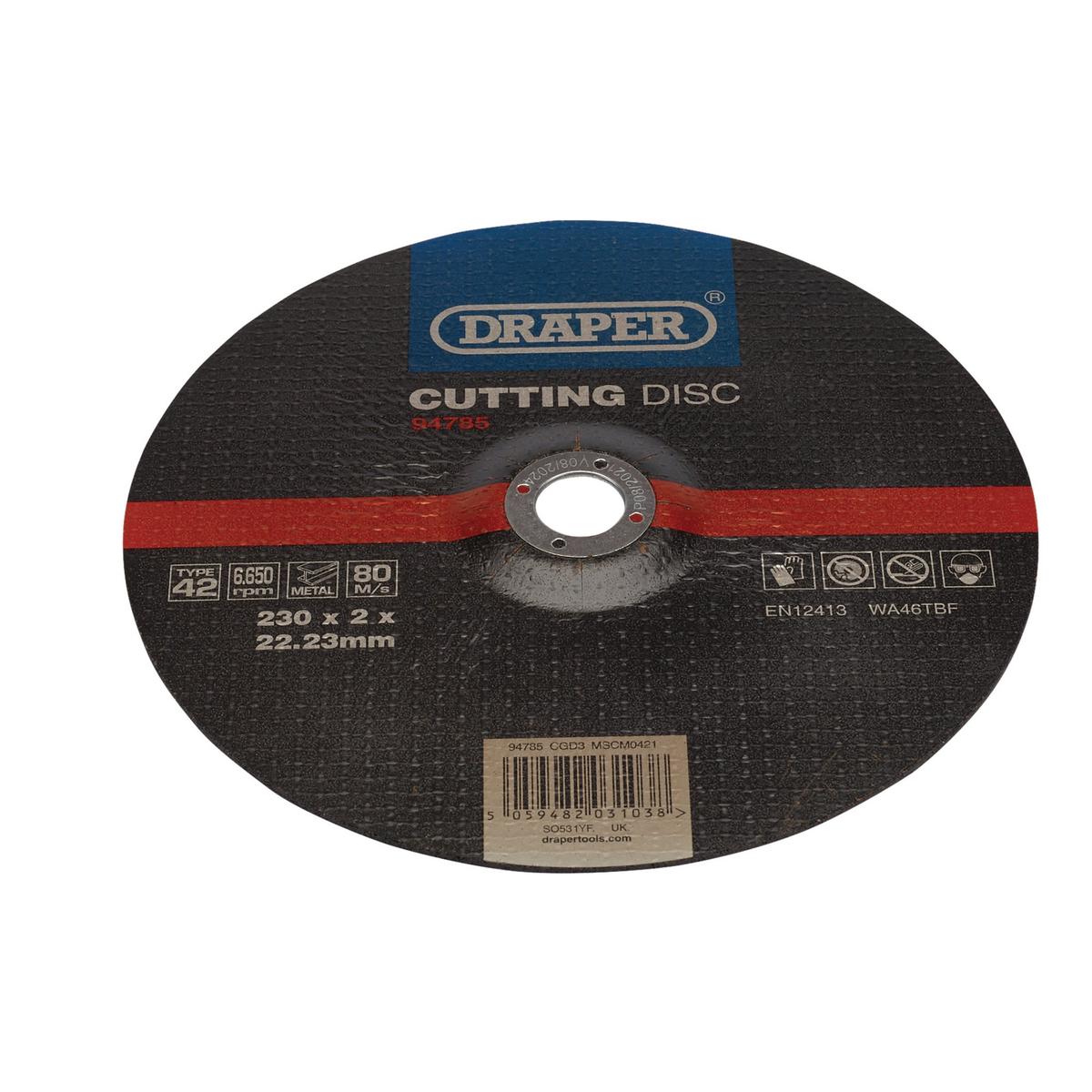 Draper DPC Metal Cutting Disc, 230 x 2 x 22.23mm - Image 1