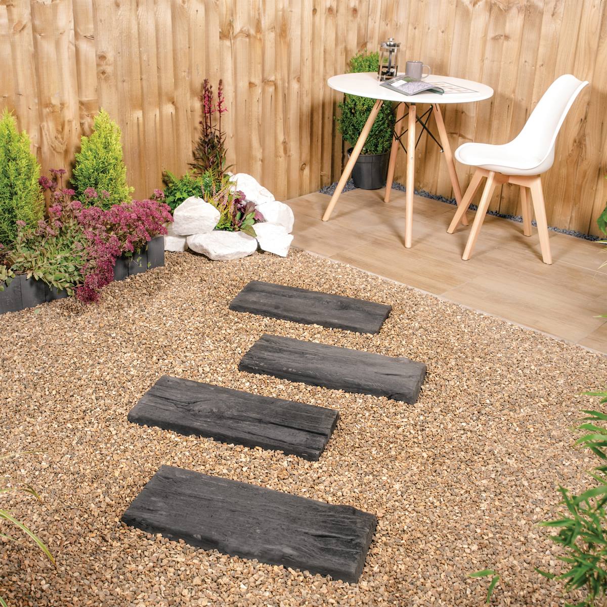 Deco-Pak Rustic Sleeper Stepping Stone - Chardwood - Image 2